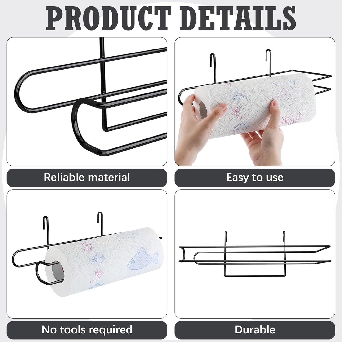 CroBlissful Paper Towel Holder for Wire Shelving 5'' D x 12'' W x 4.5'' H Hanging Paper Towel Holder Wire Shelf
