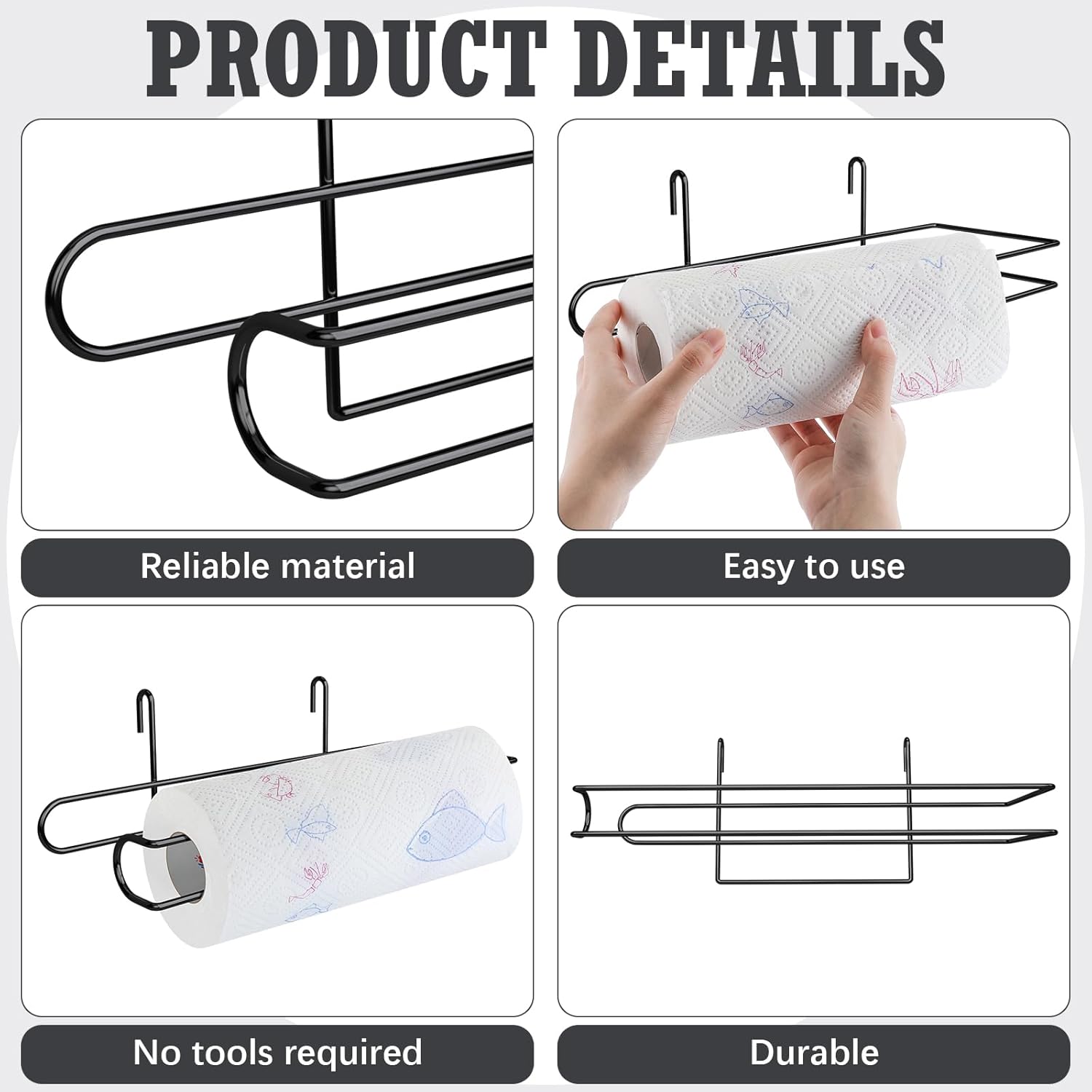 CroBlissful Paper Towel Holder for Wire Shelving 5'' D x 12'' W x 4.5'' H Hanging Paper Towel Holder Wire Shelf