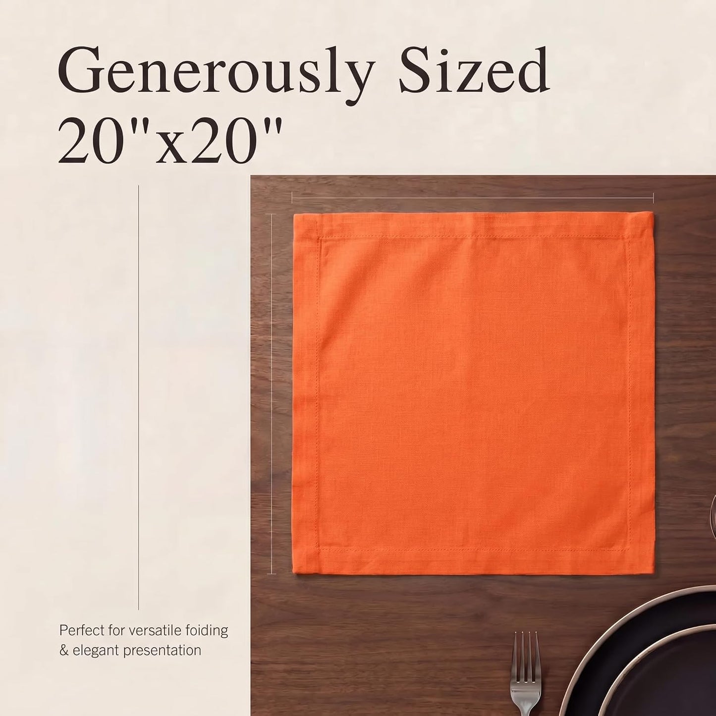 Urban Villa Cloth Napkins Cotton 20x20 (Set of 12) Orange