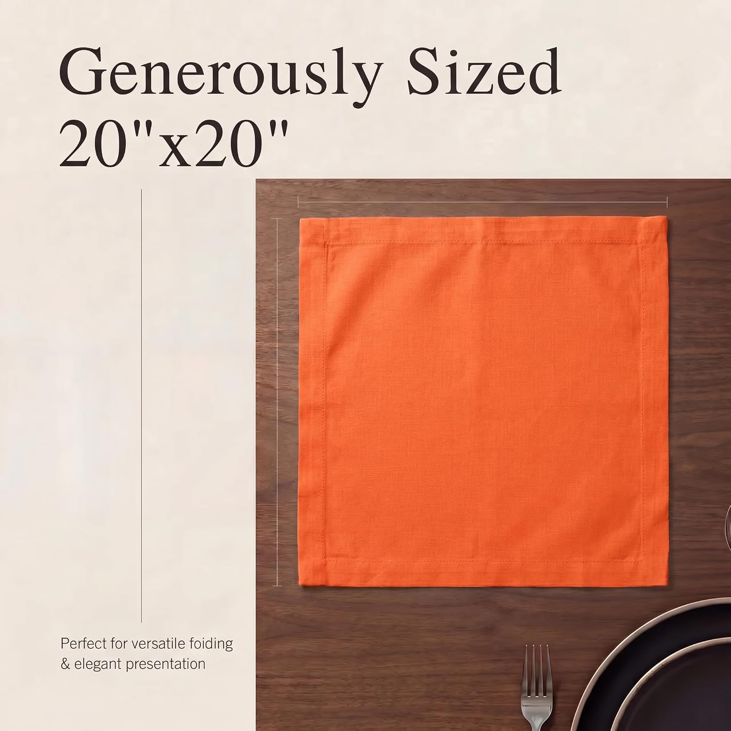Urban Villa Cloth Napkins Cotton 20x20 (Set of 12) Orange