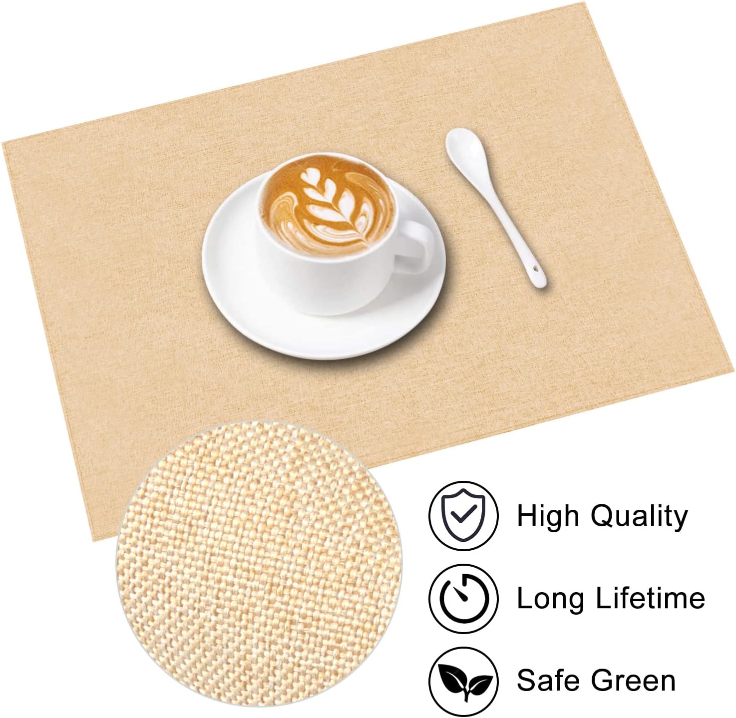 Cloth Placemats Set of 6, Cotton Linen Blend Machine Washable Durable Linen Table Mats, Heat Resistant Placemats