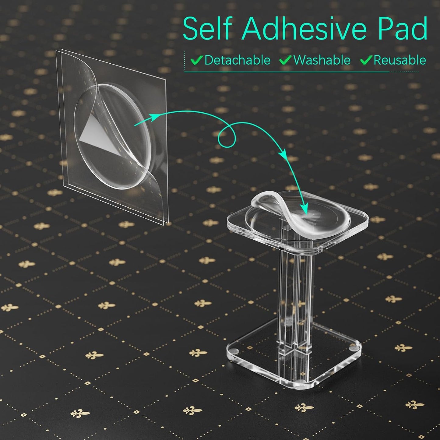 Display Stand Holder Tabletop Jewelry Showcase Square Pedestal Shelf / Clear / Set of 3