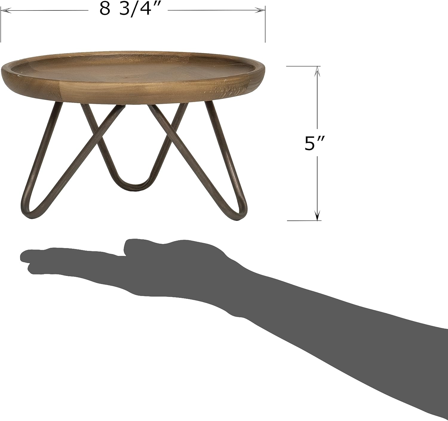8.75" Dia Round Decorative Wooden Pedestal Plant Stand / Natural