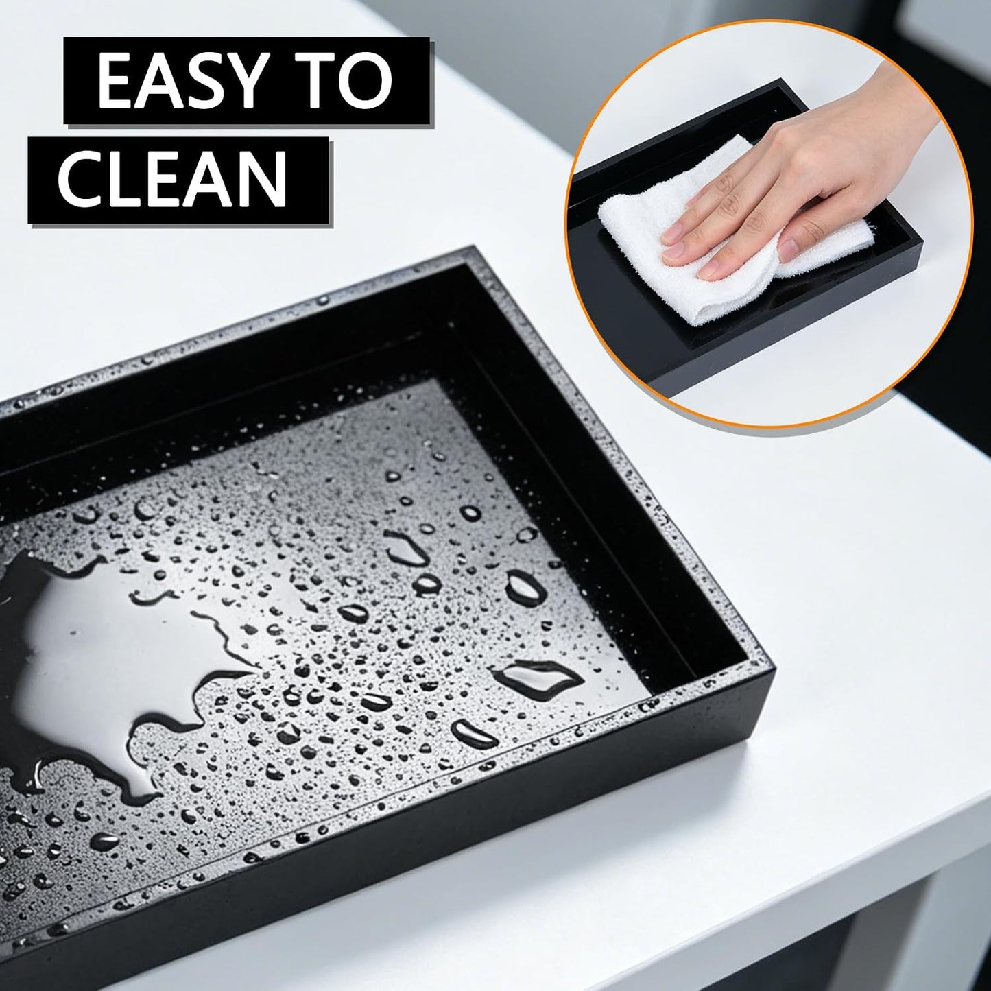 Acrylic Tray 5mm Thicken for Vanity Makeup / Black / 12 x 6 x 1.2