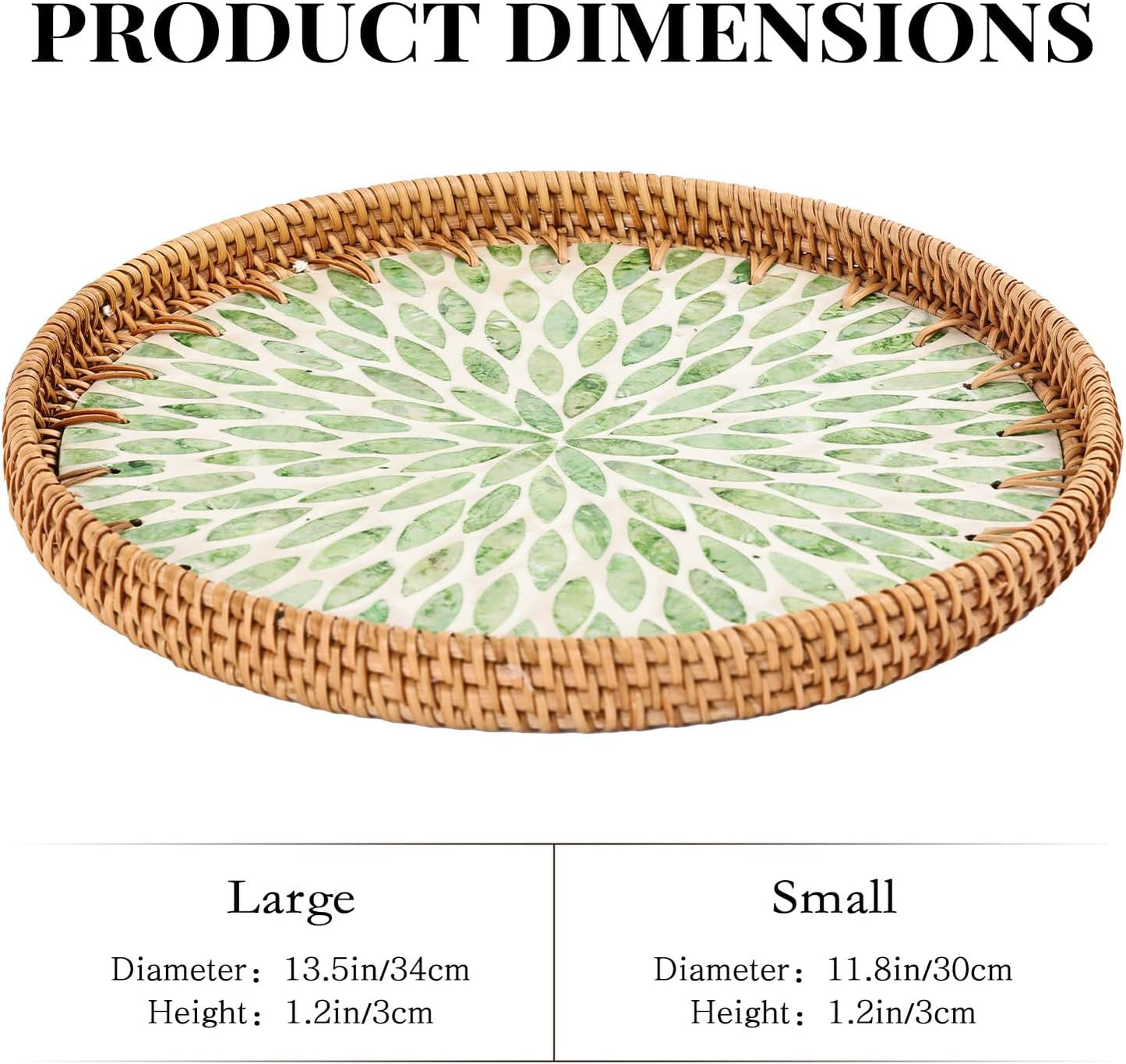 Round Rattan Tray / Green / 11.8
