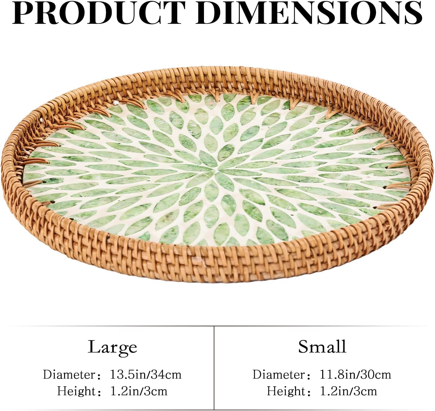 Round Rattan Tray / Green / 11.8