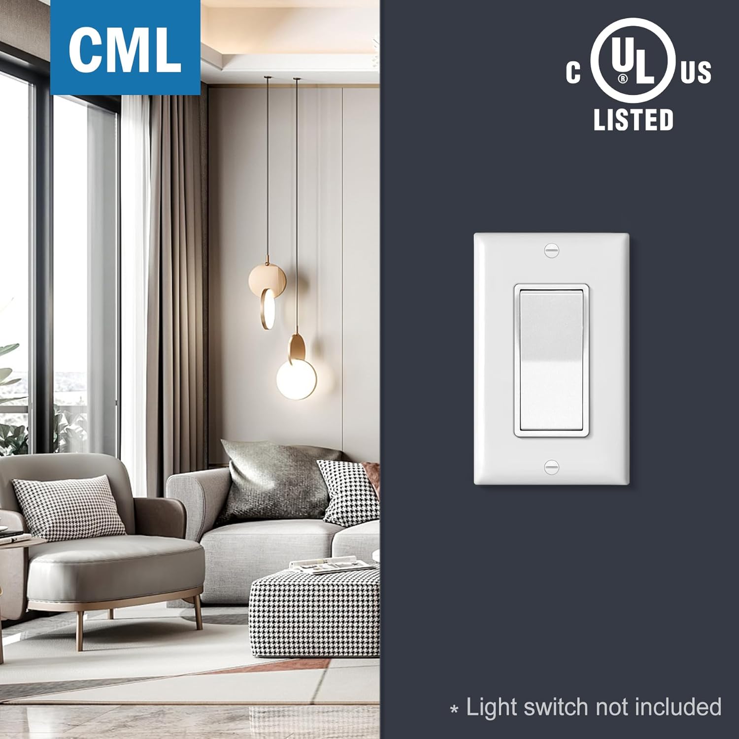 CML Decorator Wall Plates, 100 Pack Electrical Outlet Receptacle Covers, 1-Gang Switch Plates, Standard Size 2.76” x