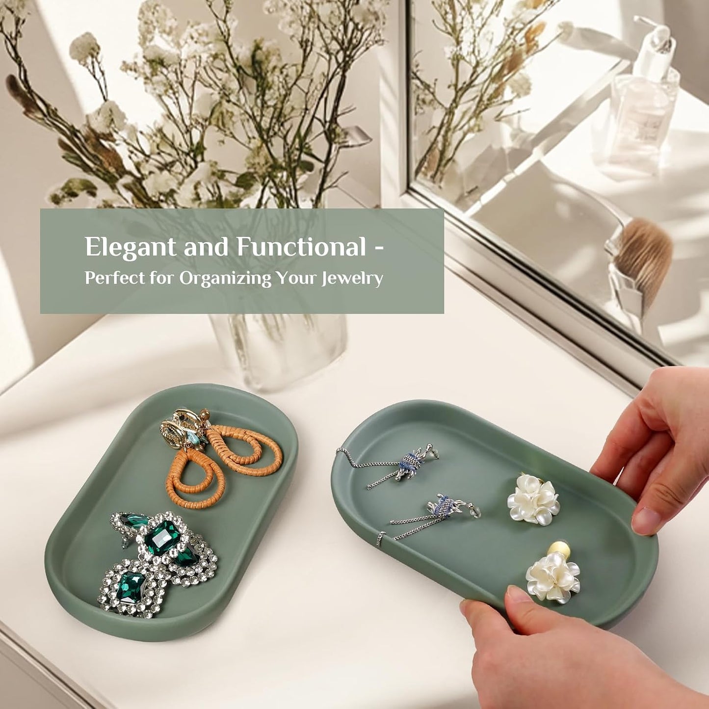 Ceramic Jewelry Tray / Green_1pcs