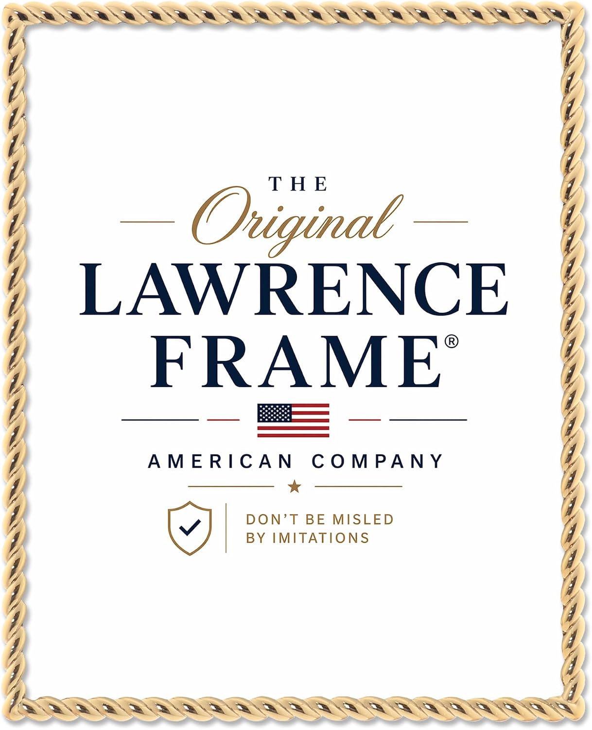 Lawrence Frames Metal Frame, Rope Design, Gold, 8x10 (5x7 mat)