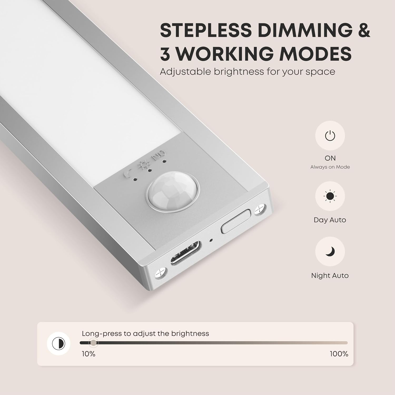 LROLTEF Under Cabinet Lighting Wireless, 2 Pack 15.7 inch 2200mAh 6500K Dimmable Motion Sensor Light Indoor