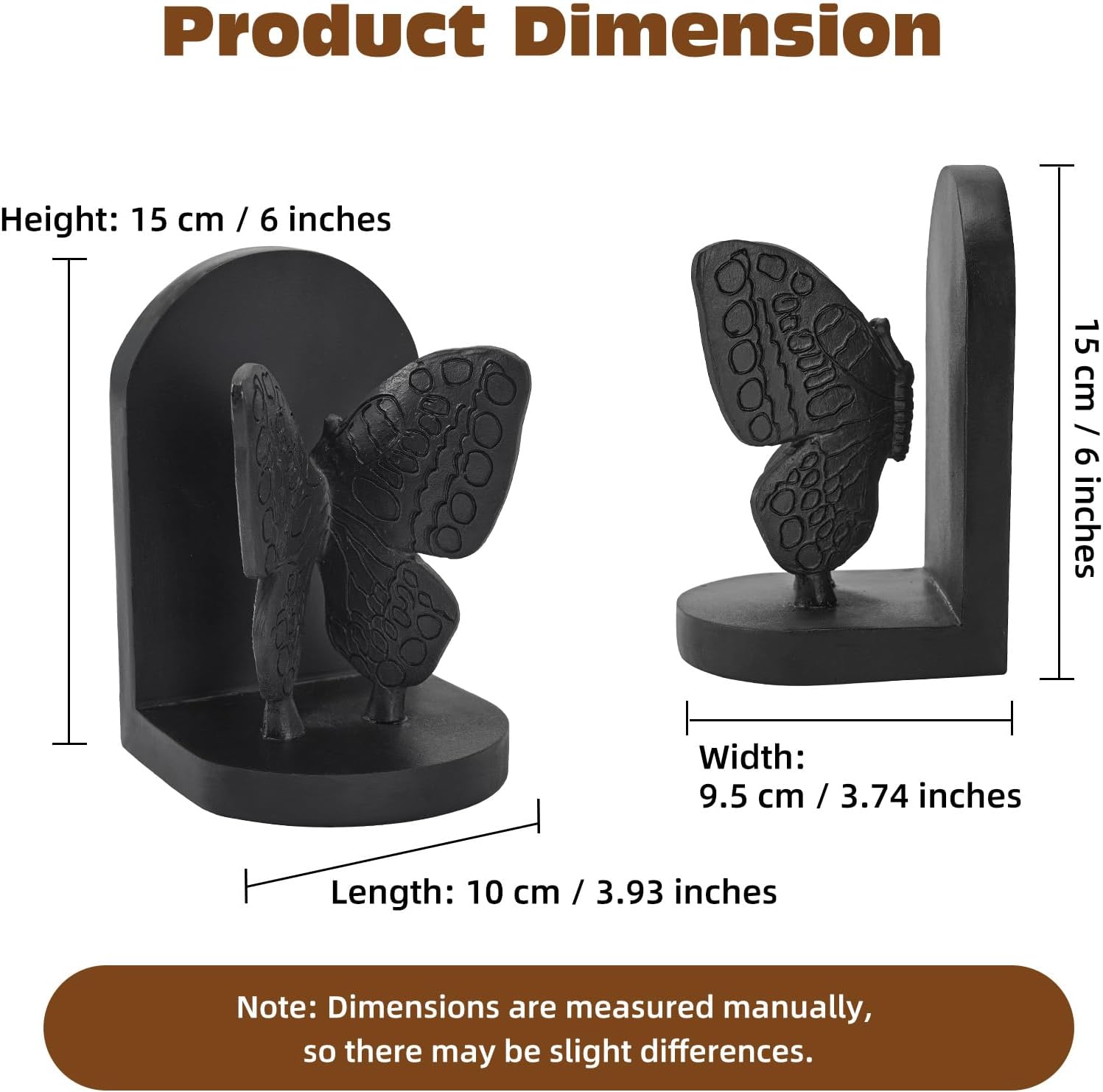 Resin Book Ends / Butterfly Bookends Black