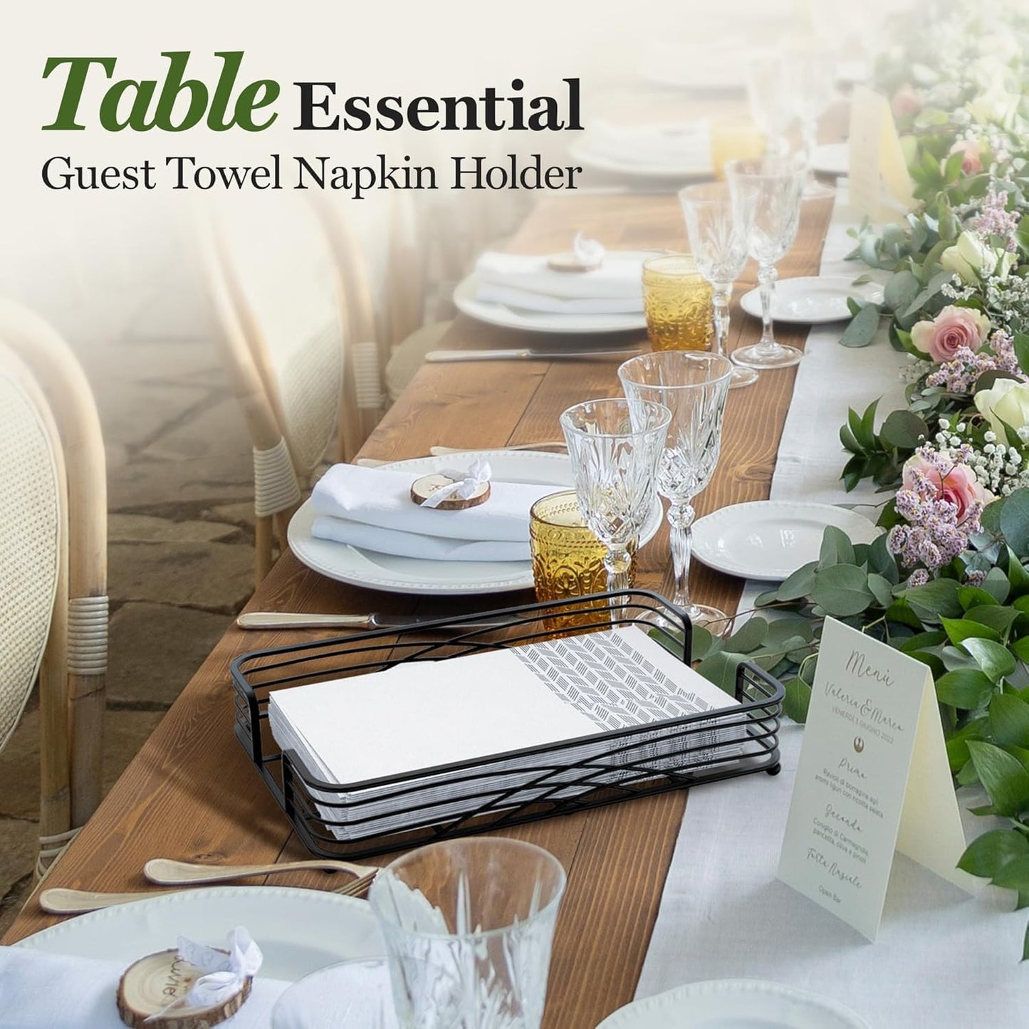 Black Tray / C - Black Napkin Holder for Bathroom / Guest Towel Holder