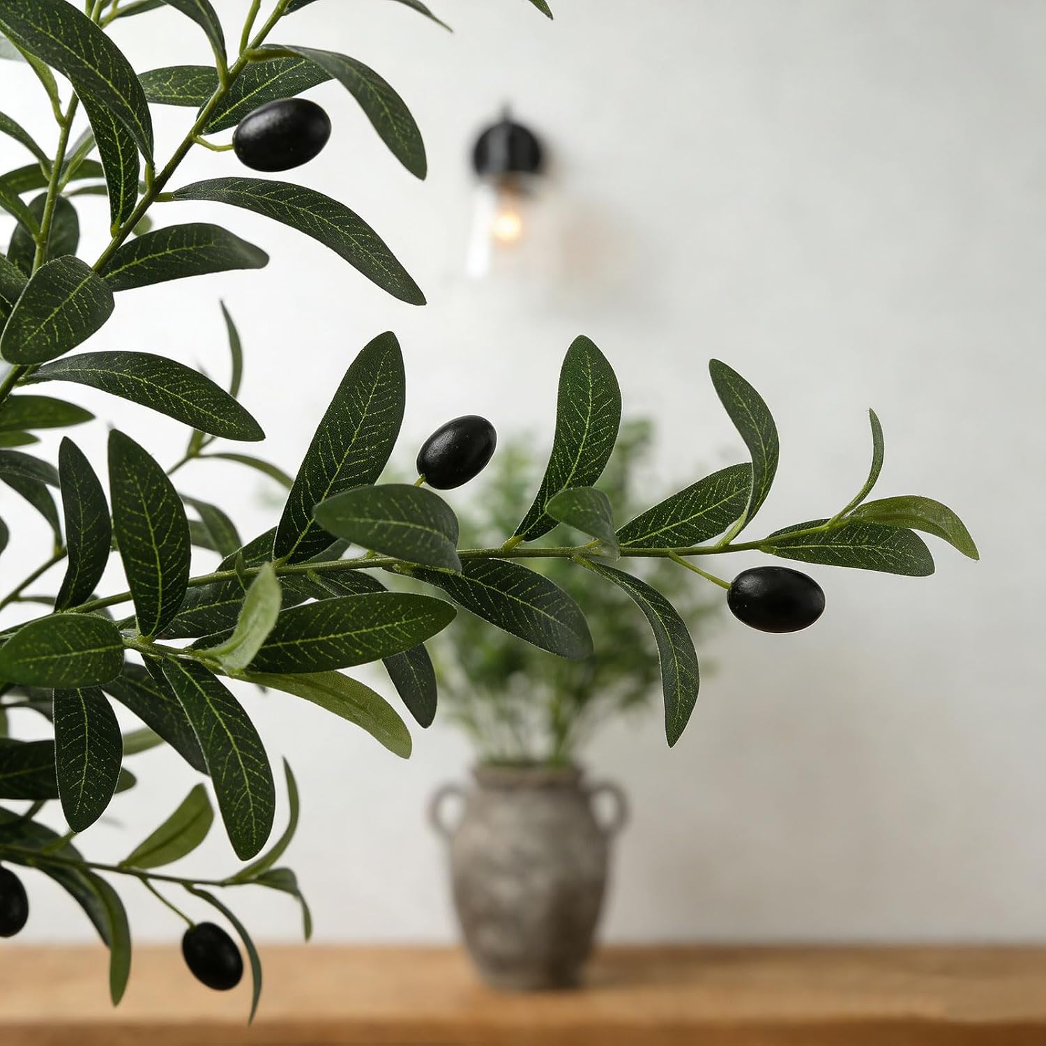 Olive Tree Branches for Vase Artificial Greenery Stems Realistic Faux Olive / 39 Inch / Set of 4