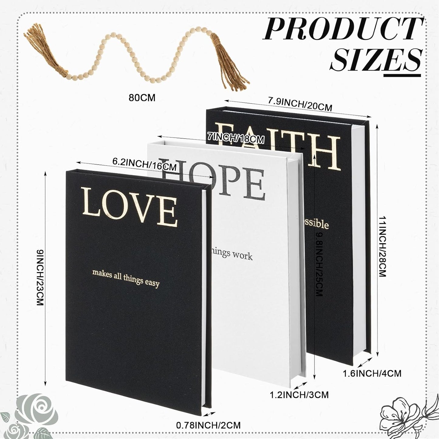 Linen Decorative Books / Black / Set of 3