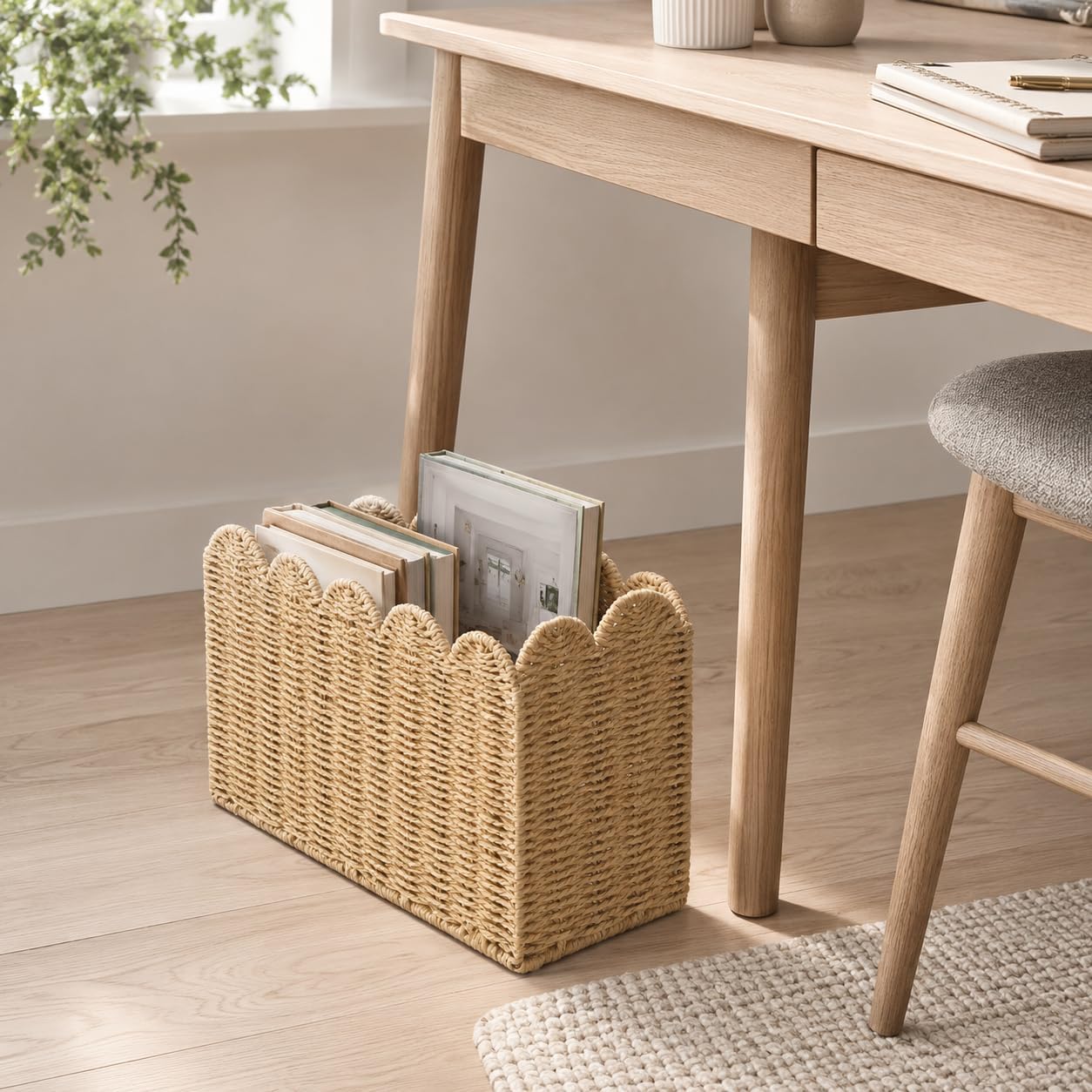 Tall Narrow Wicker Magazine Basket