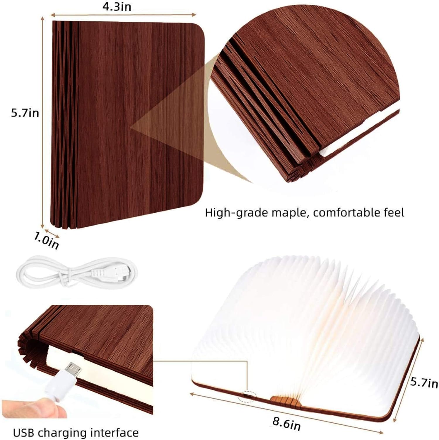 Wooden Book Lamp / 3 Colors