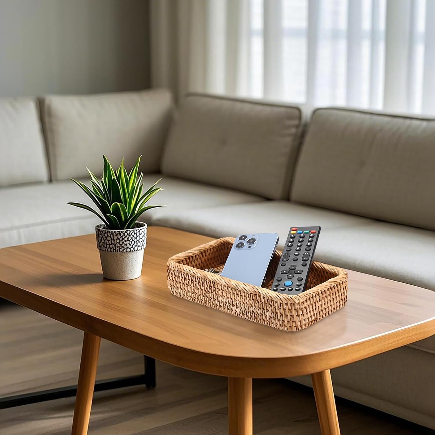 Small Remote Basket / Natural / 10.1 x 6.1 x 1.8