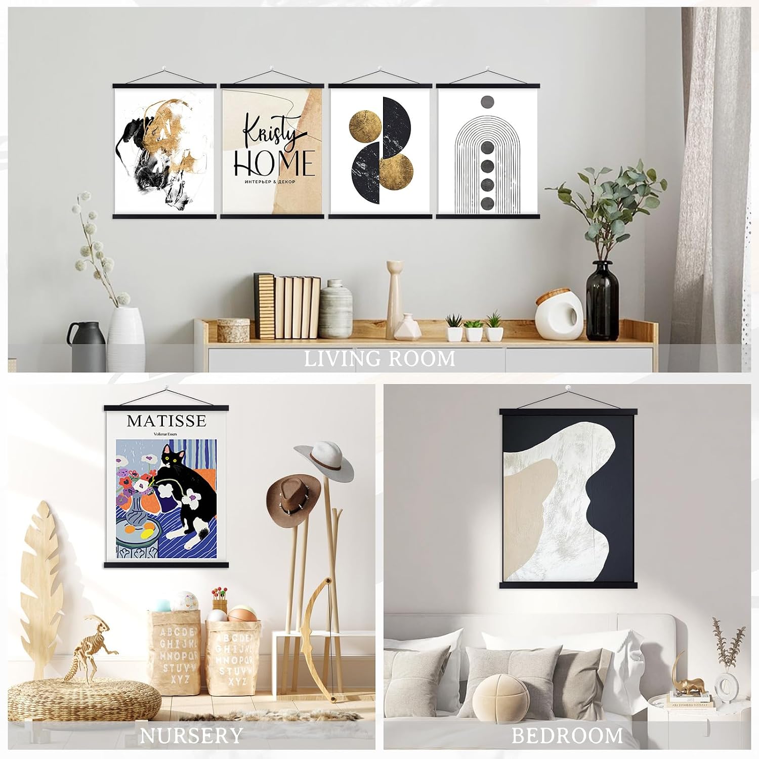 Benjia 4 Pack 55x39 55x40 55x85 Poster Frame, Magnetic Light Wood Frame Hanger for Photo Picture Canvas Artwork Art