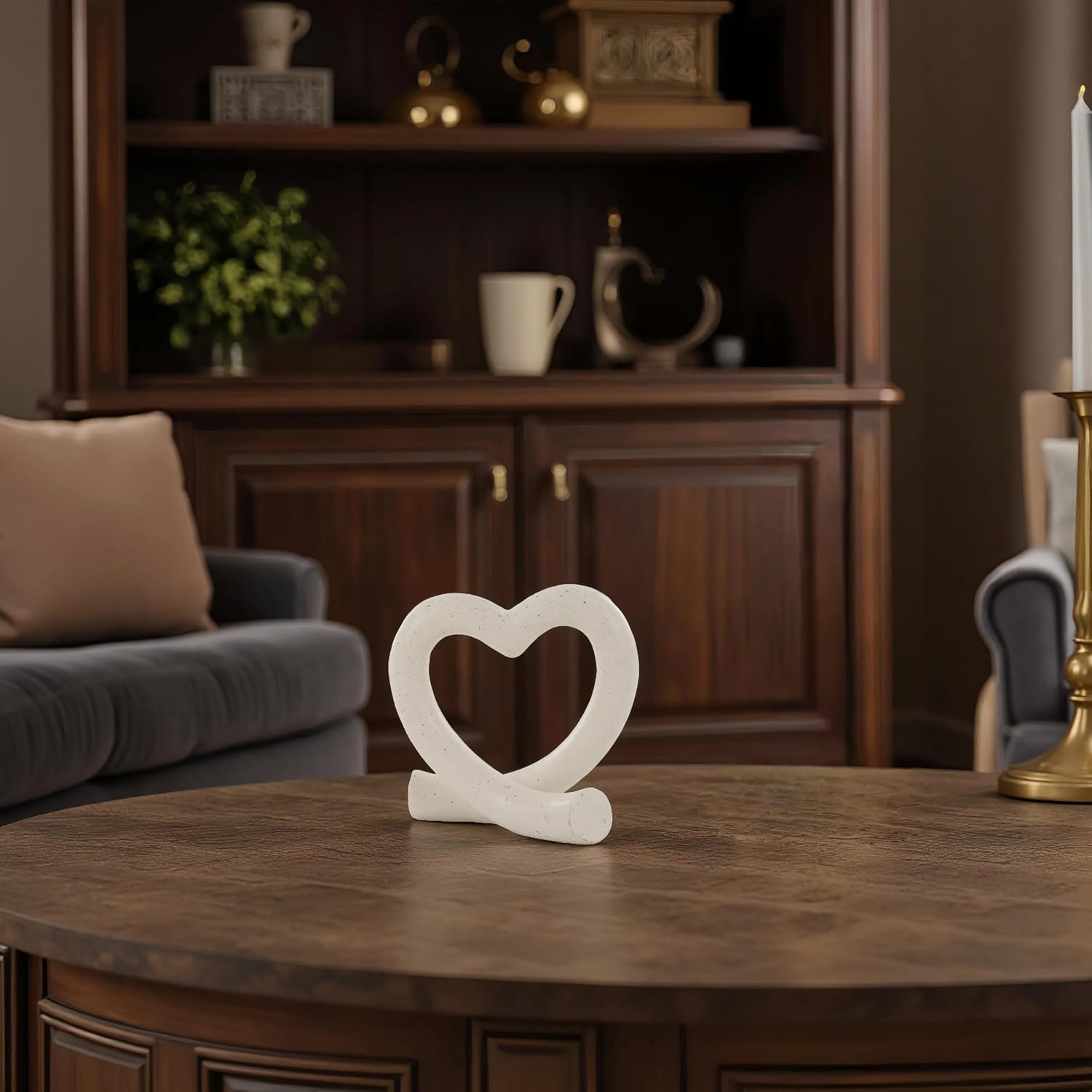 Love Heart Statue Minimalist Modern Home Decor / Off-white
