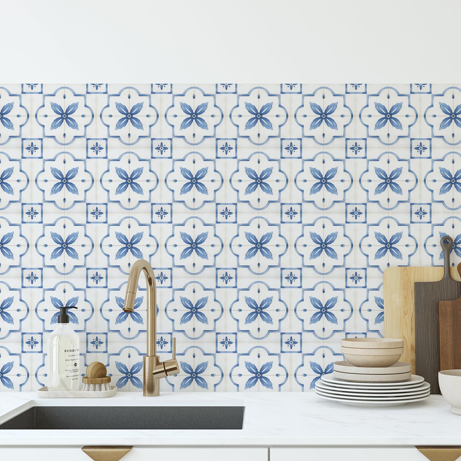French Country Vinyl Decals / Blue / 4 x 4 / Set of 30