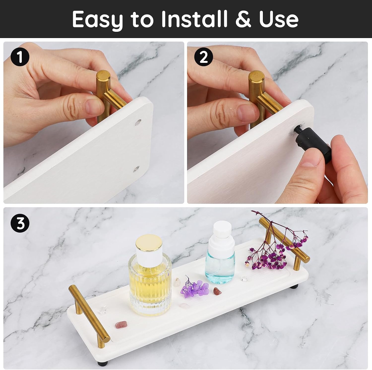 Stone Drying Tray / White-gold / 12.2 x 3.9 x 2.5
