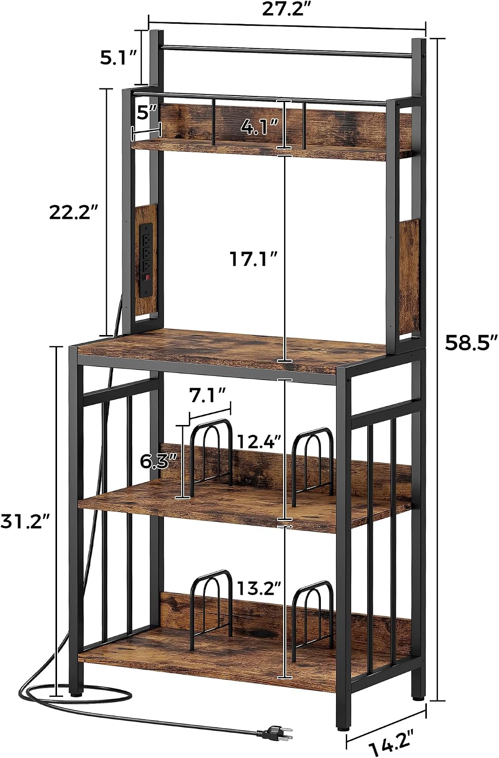 IRONCK Record Player Stand with Storage, Turntable Stand for Living Room | 2-Tier Vinyl Record Shelf with Charge