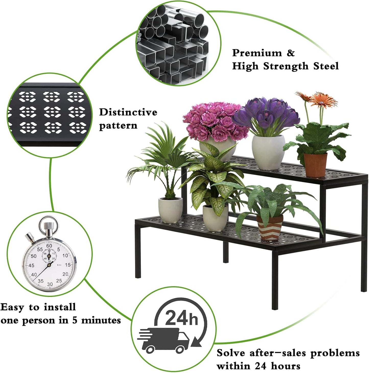 Garden 4 you 2-Tier Metal Plant Stand, Heavy Duty Flower Pot Holder Rack | 2-tier design for multiple pots,Heavy-duty