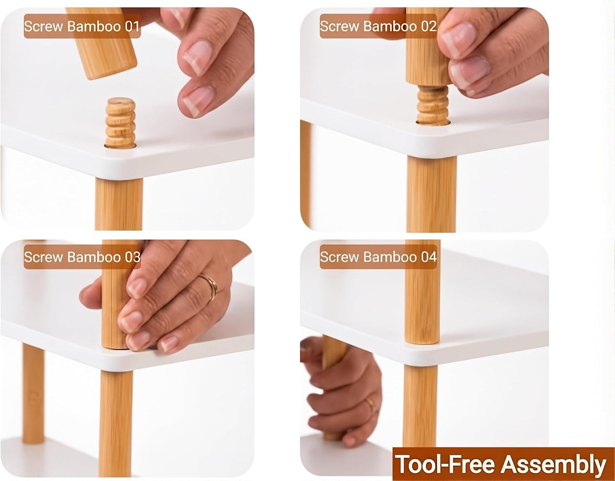 3-Tier Bamboo Coffee Bar Organizer,Coffee Bar Accessories, Mul-tifunctional Wooden Beaded Coffee Station Countertop