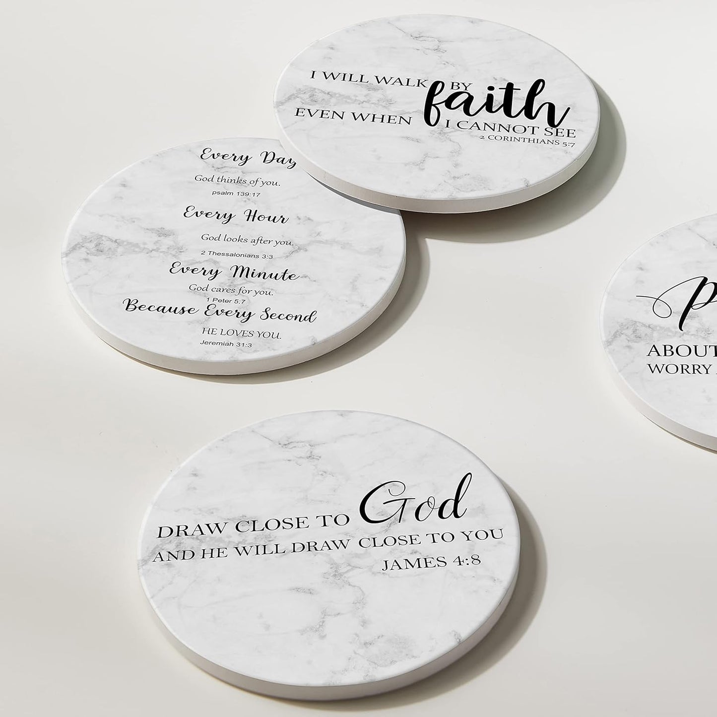 Holder Ceramic Drink Coaster / White / Set of 6