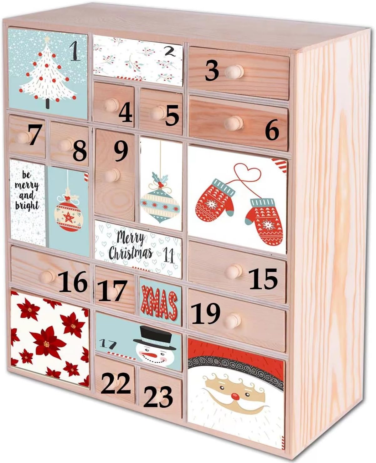 Wooden DIY Countdown Advent Calendar, 14in x 12in x 4.3in