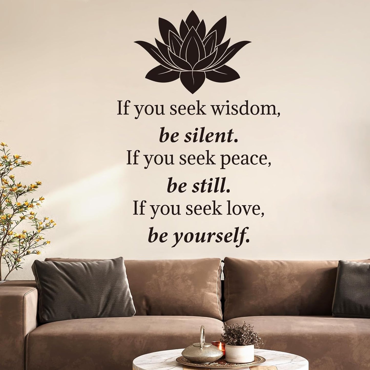 Buddha Decal Quotes Be Yourself Inspirational Positive Letter Stickers Living Room / Lotus / Black