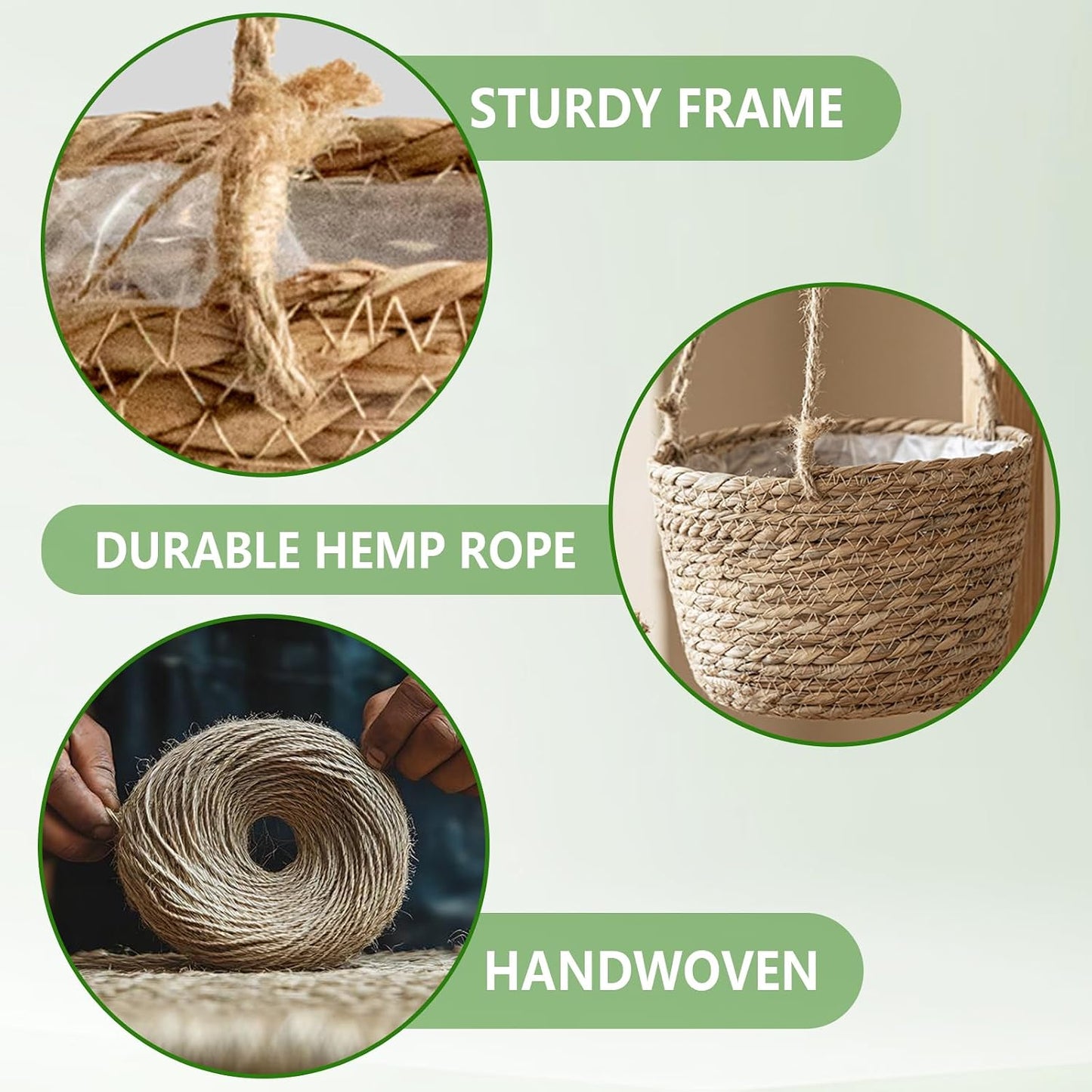 Seagrass Plant Basket / 8- Small-Caliber Woven Jute Hanging Planter