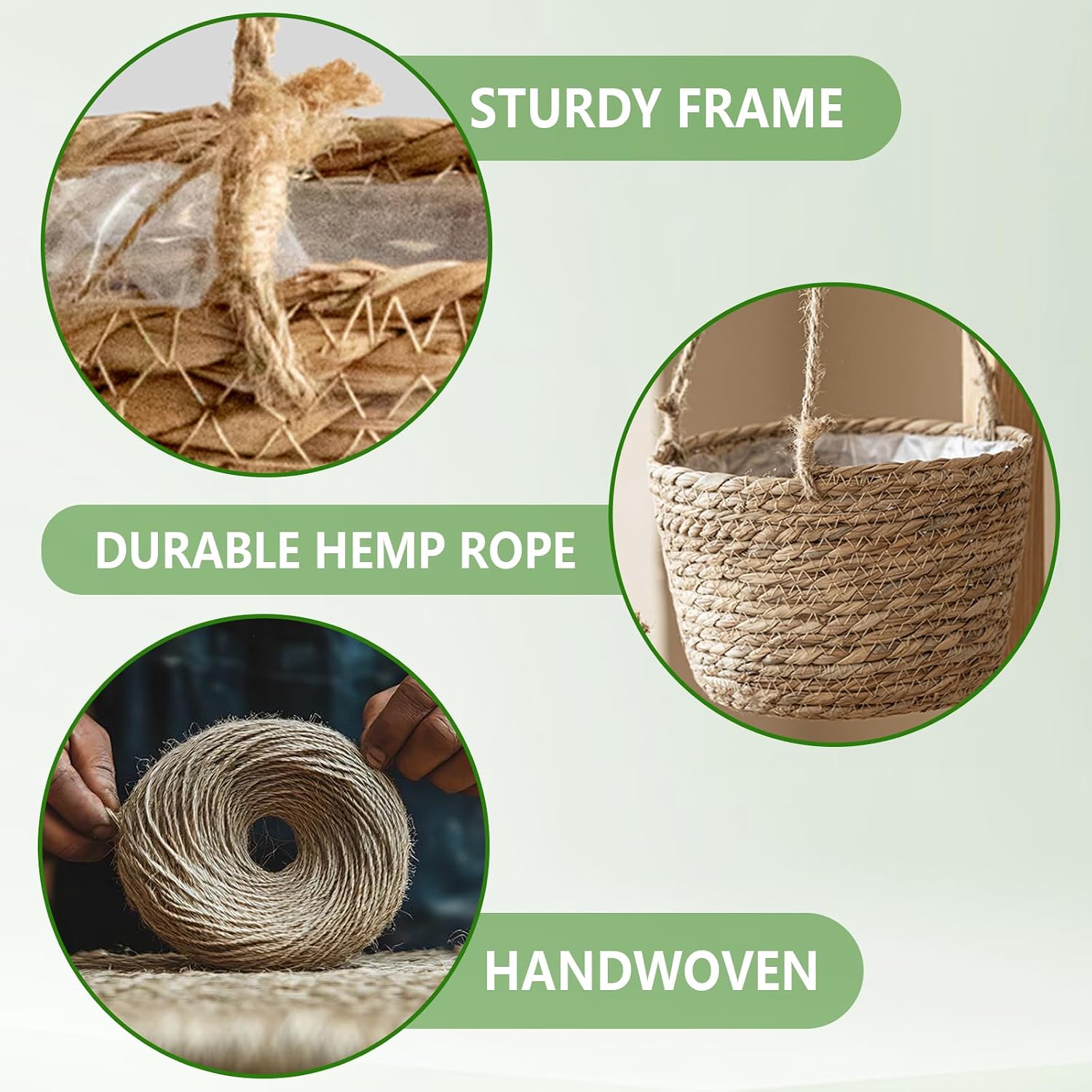 Seagrass Plant Basket / 8- Small-Caliber Woven Jute Hanging Planter