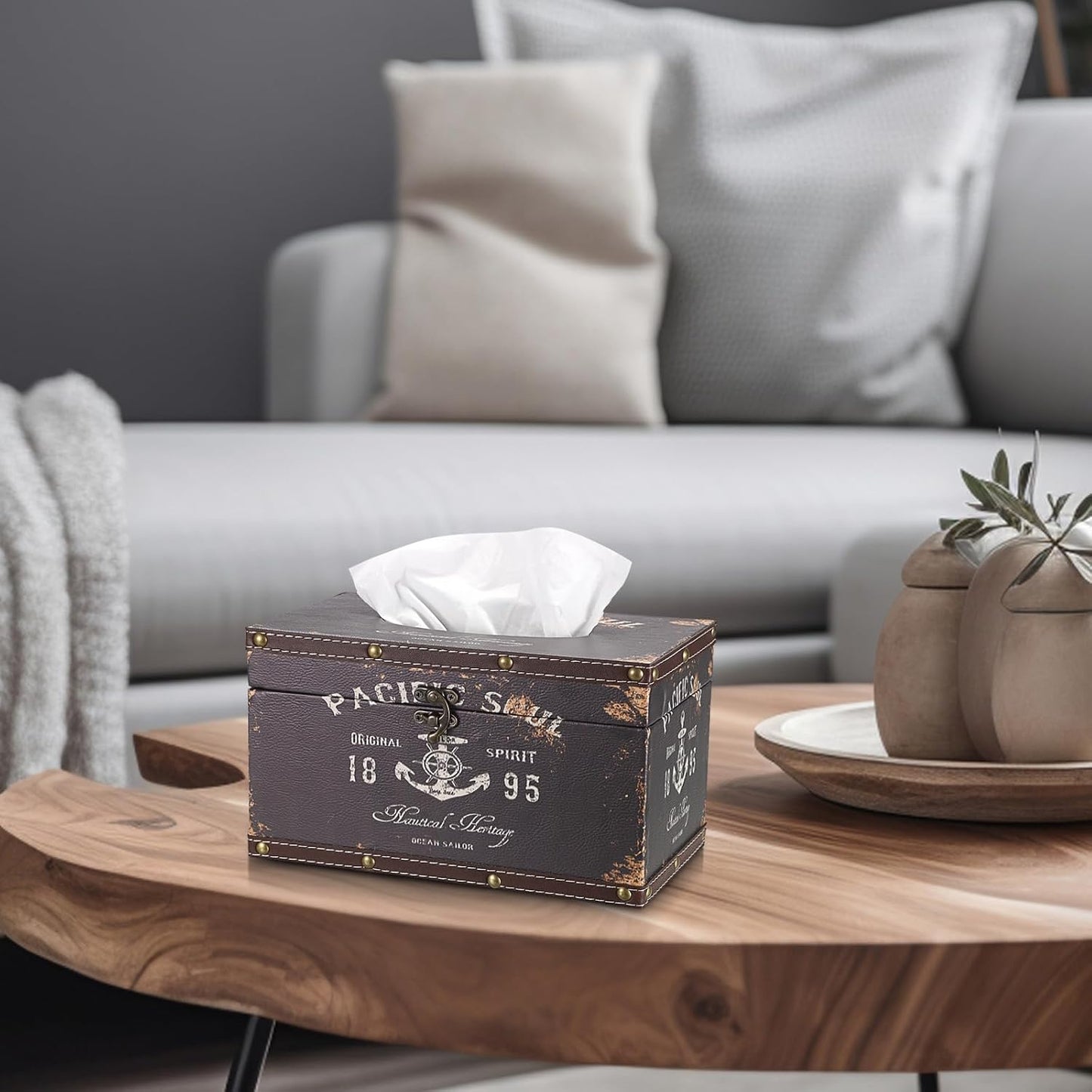 Tissue Box Cover Rectangle Wood Tissue Box / Large / Black