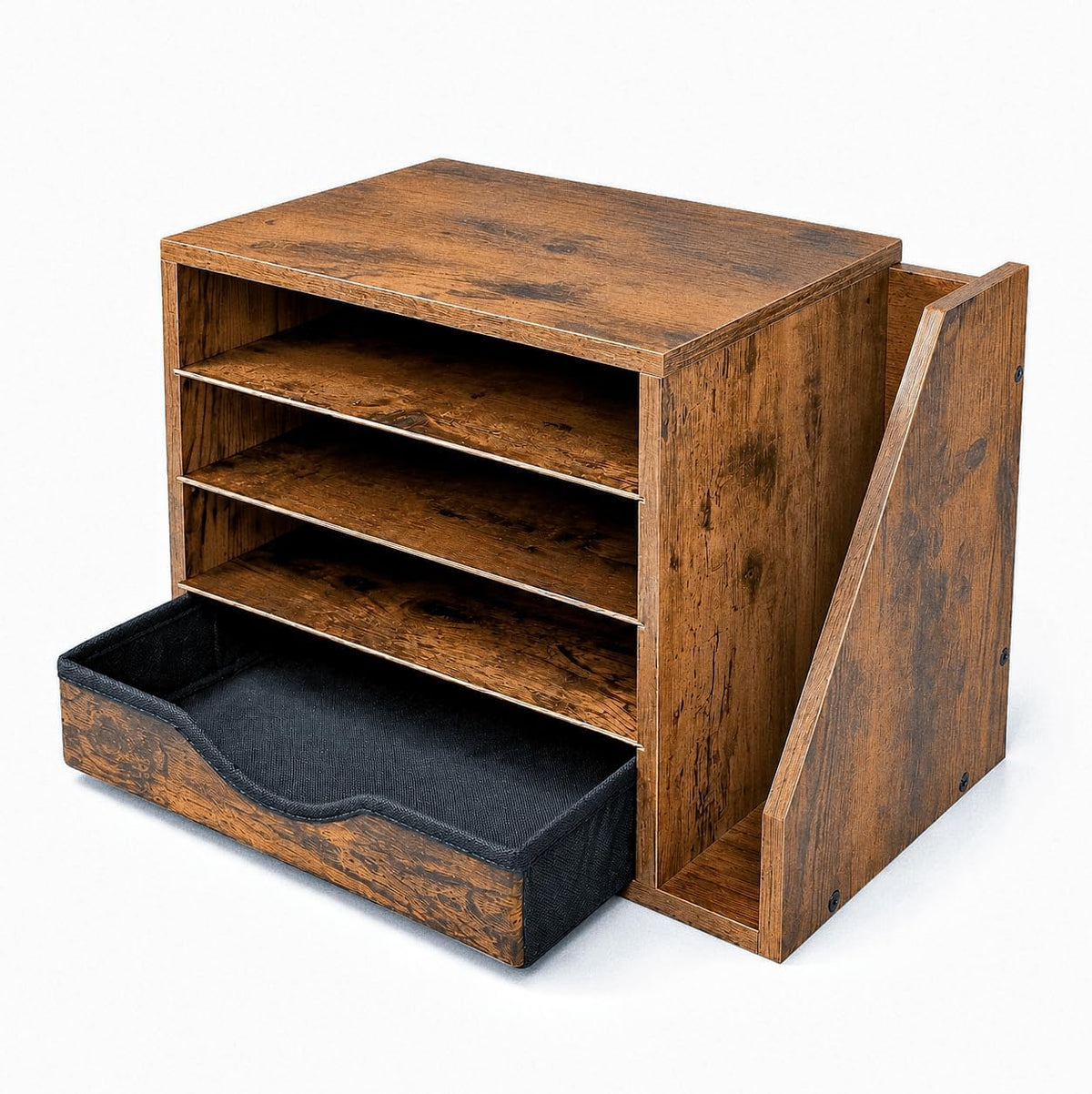 Wooden Desk Organizer with Drawers, Office Paper Mail and Organizer Wood | Four adjustable shelves and a 12-inch drawer