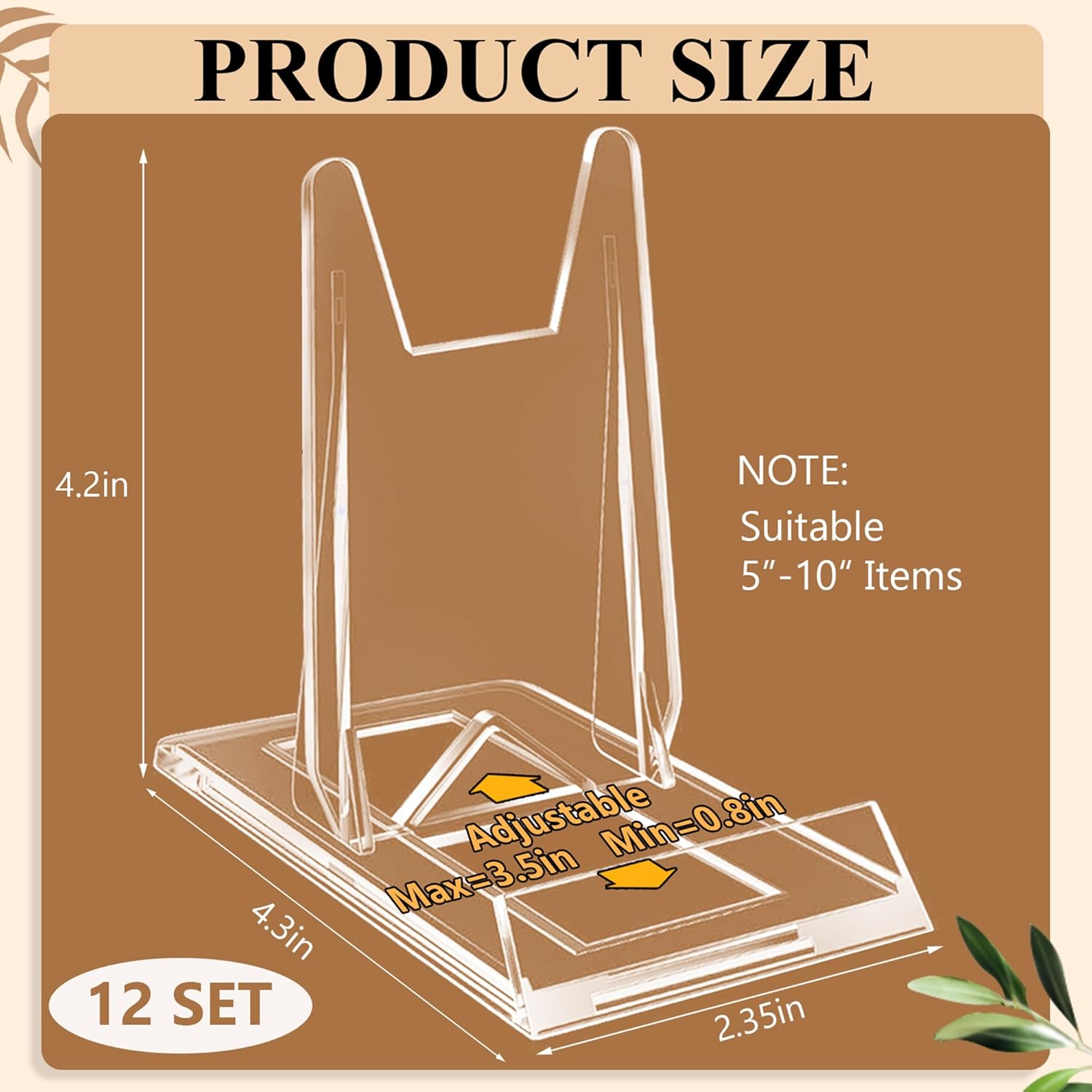 Acrylic Desktop Adjustable Display Stand & Book Holder for Phone Magazine / Clear / Set of 12