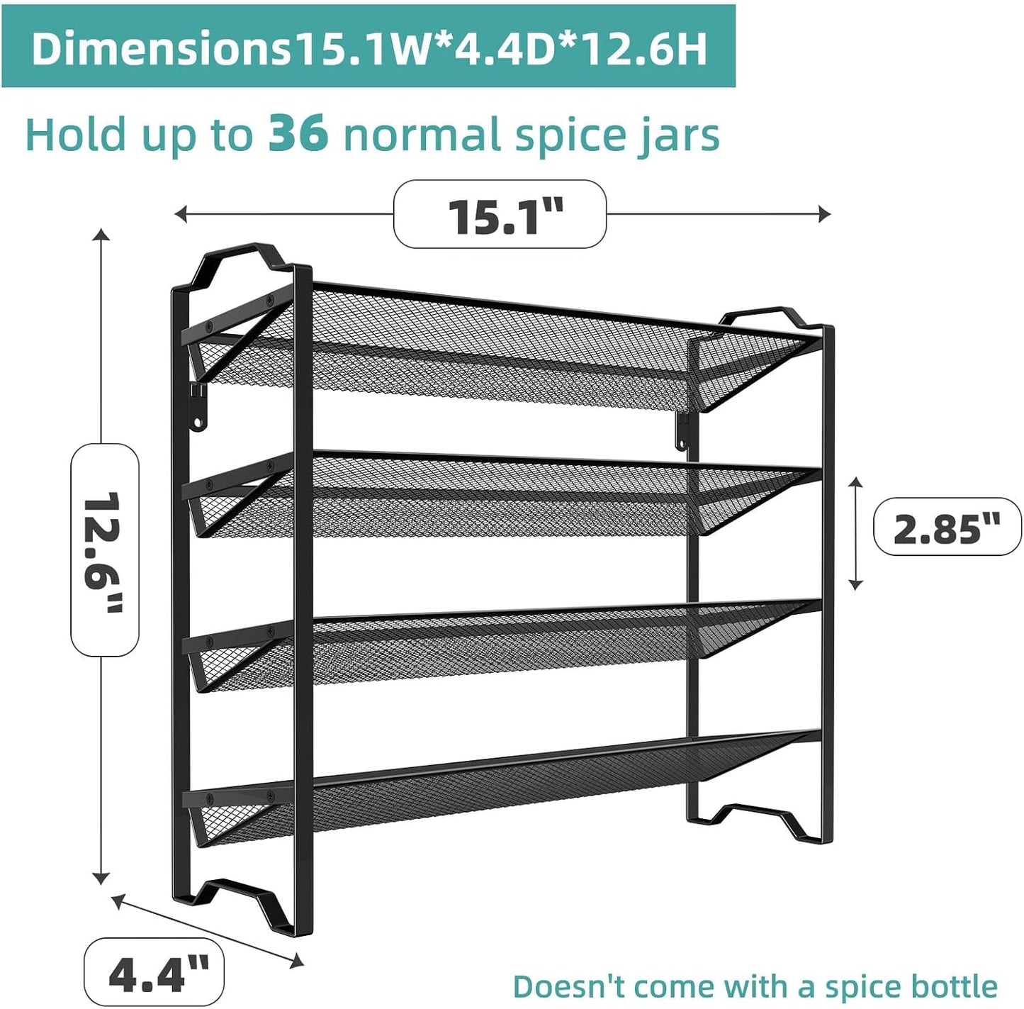 Simple Trending 2 Pack 4 Tier Spice Rack Organizer, Stackable Kitchen Counter Shelves, for Cabinet, Countertop, Pantry