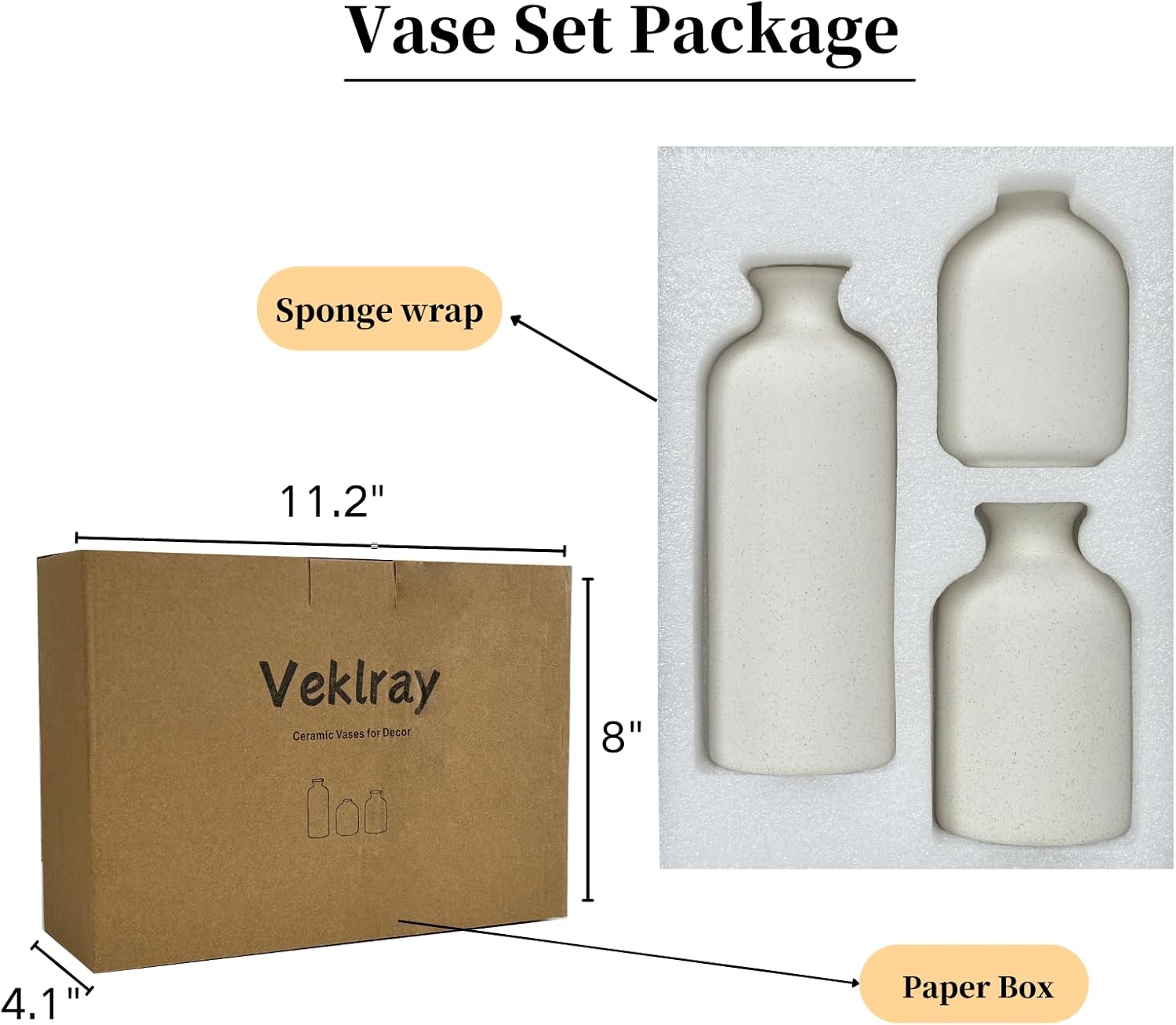 Small Ceramic Vase / White / Set of 3