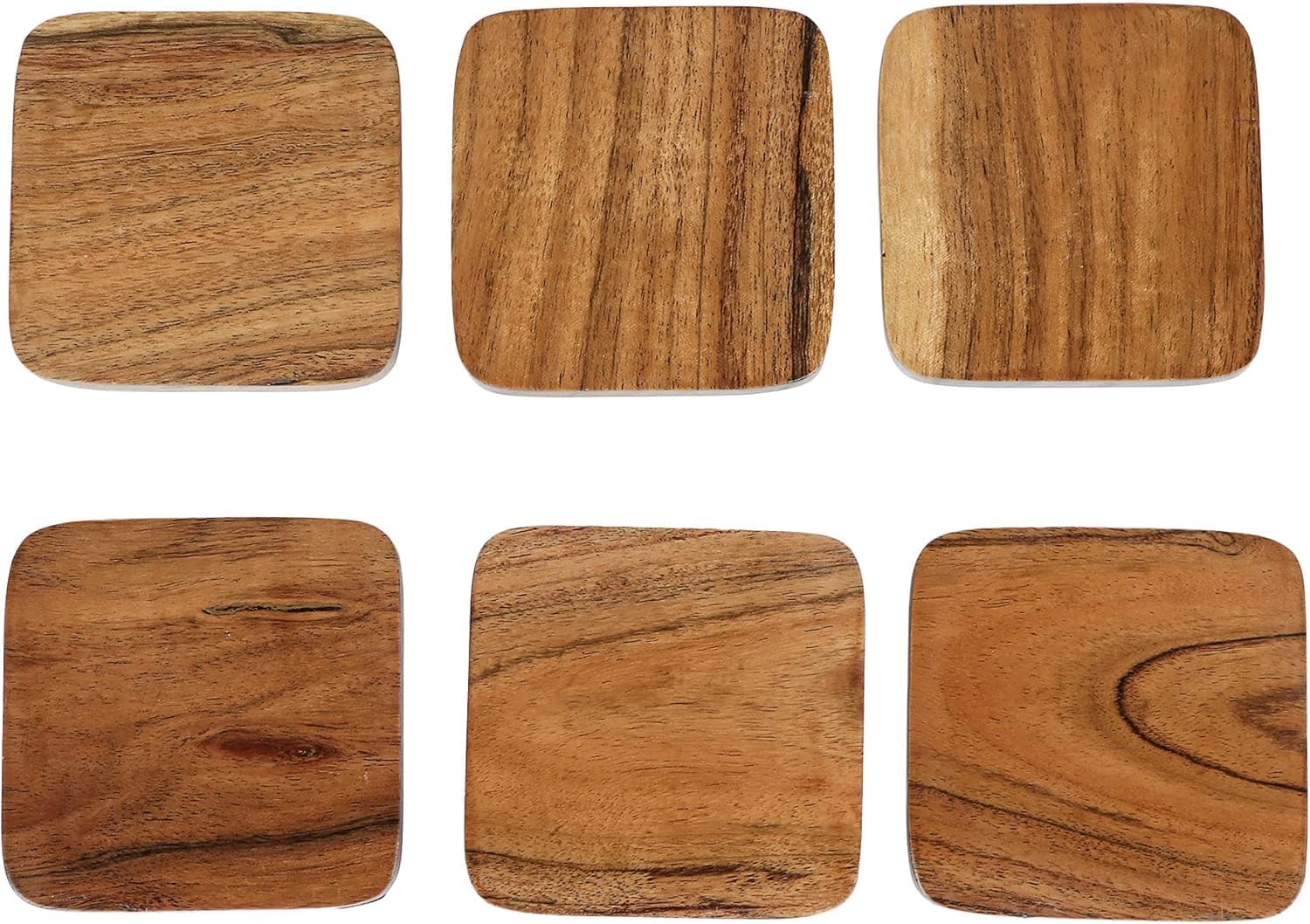 Iron Holder Stand / Square Acacia Wooden Set 6