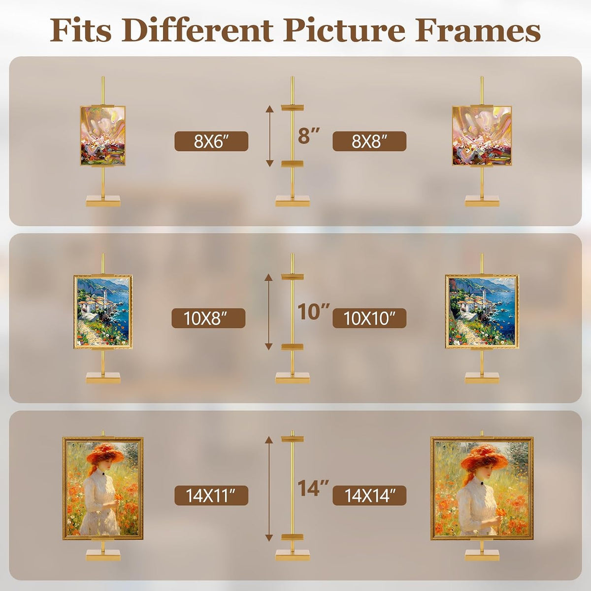 18'' Adjustable Tabletop Easel Stand, Gold Easel for Display | Steady and Elegant Picture Easels for Display, Picture