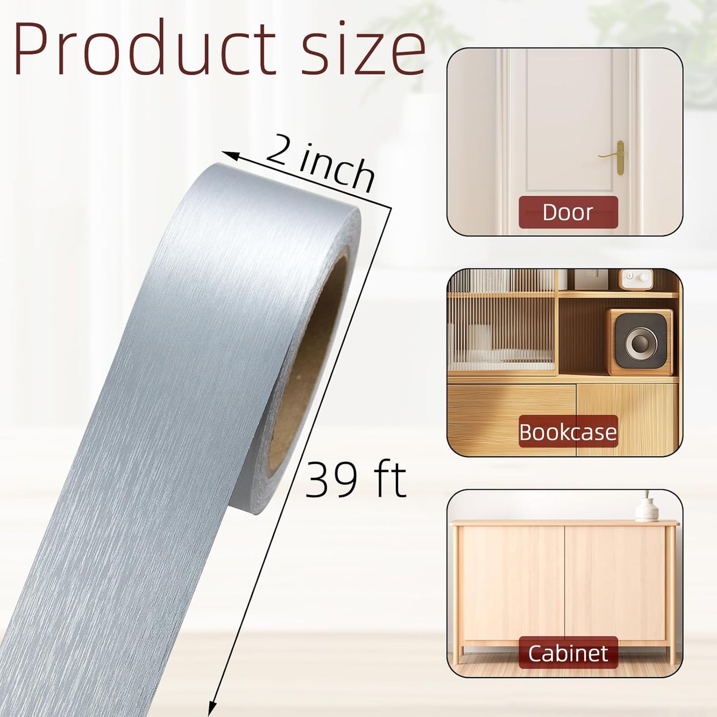 Ft PVC Baseboard Molding Trim Repair Tape / Brushed Silver / 2 x 39