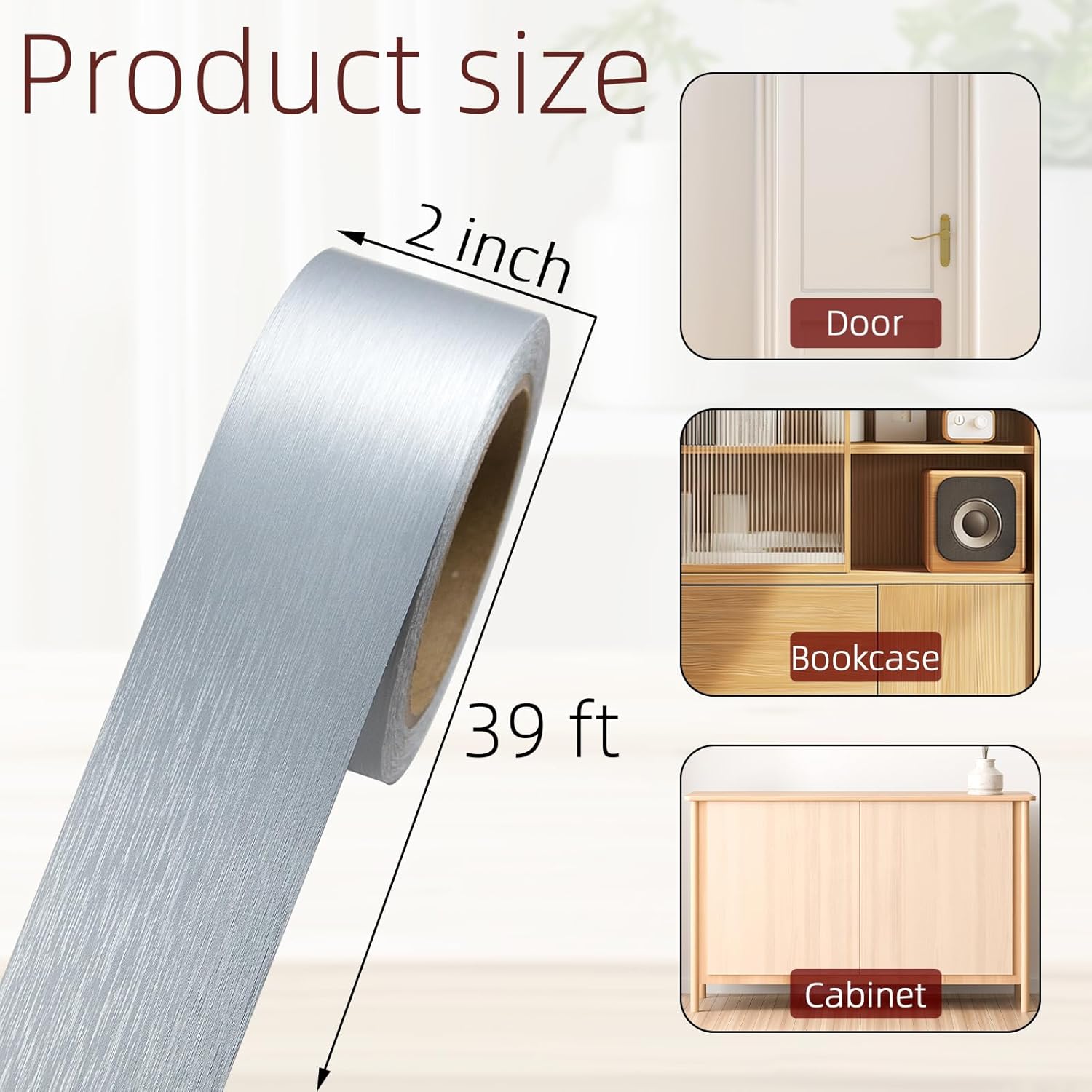 Ft PVC Baseboard Molding Trim Repair Tape / Brushed Silver / 2 x 39