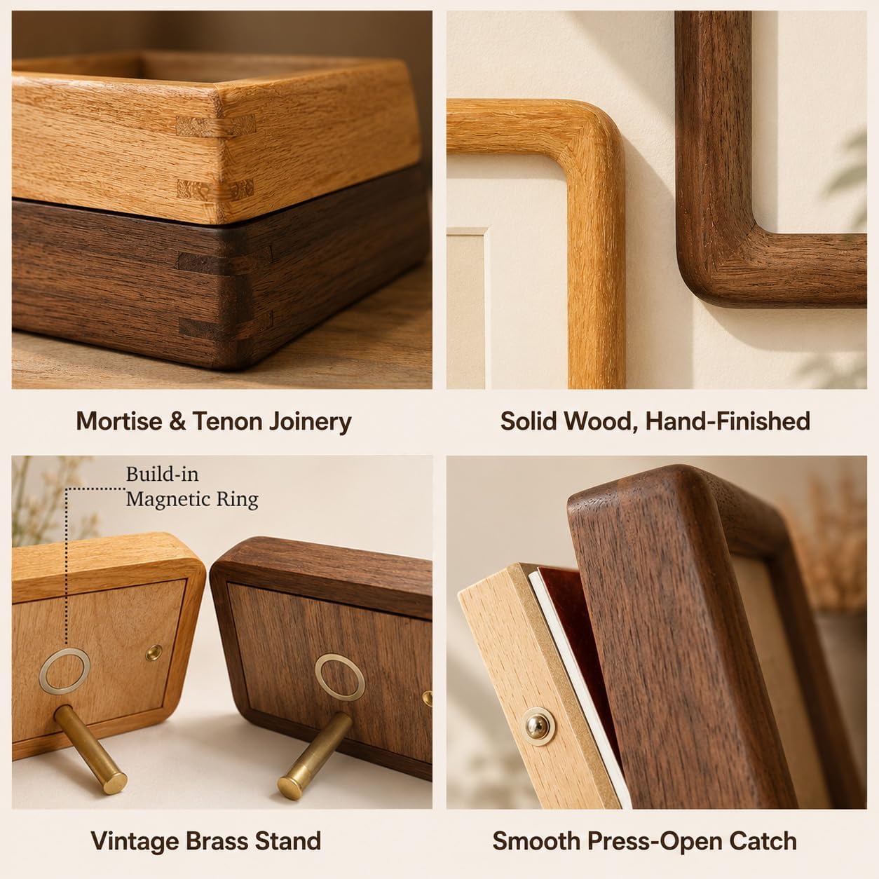 Wood Magnetic Picture Frame / Walnut / 2.2 x 3.4
