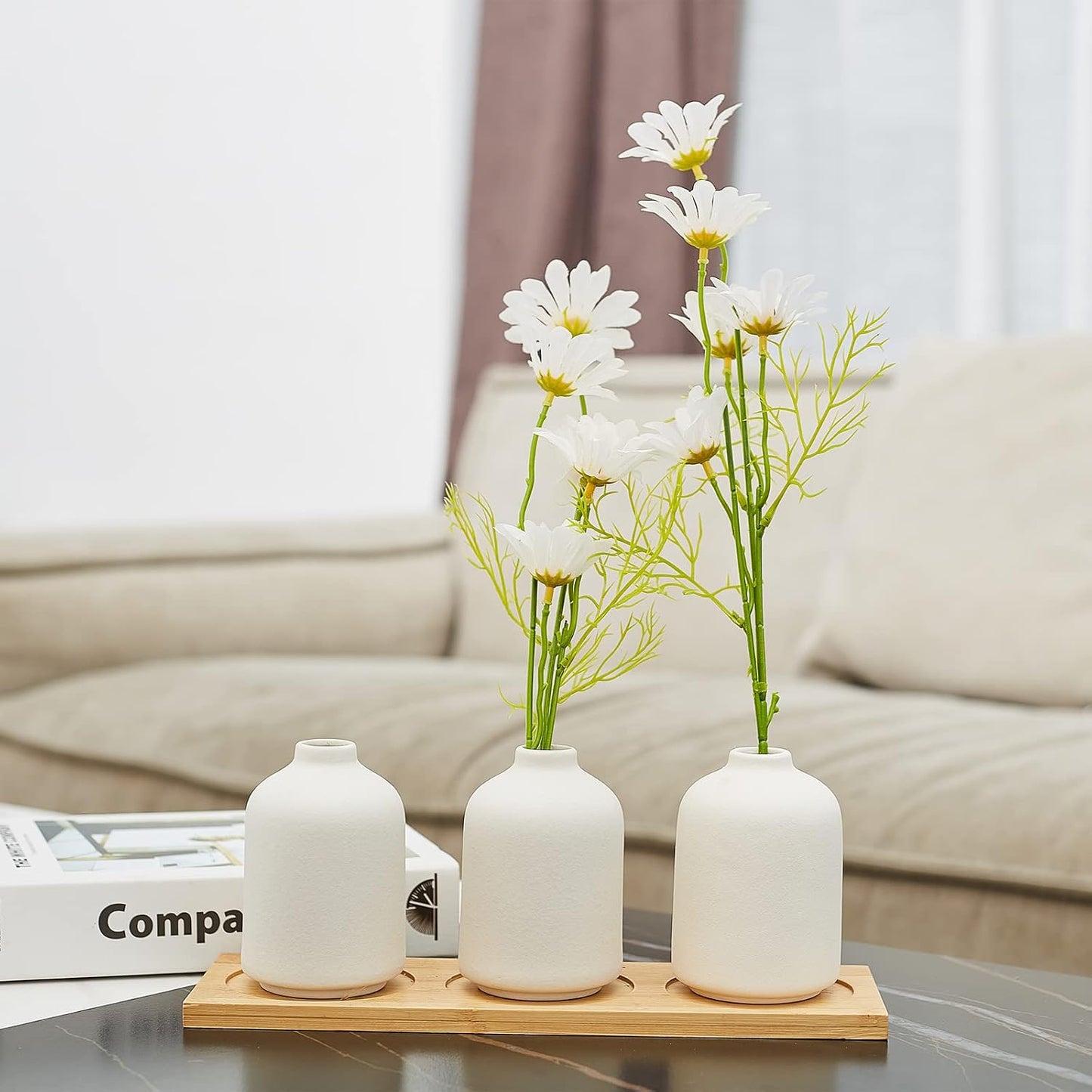 Small Ceramic Vases Set 6 for Decor / Ceramic Vase 6 / White