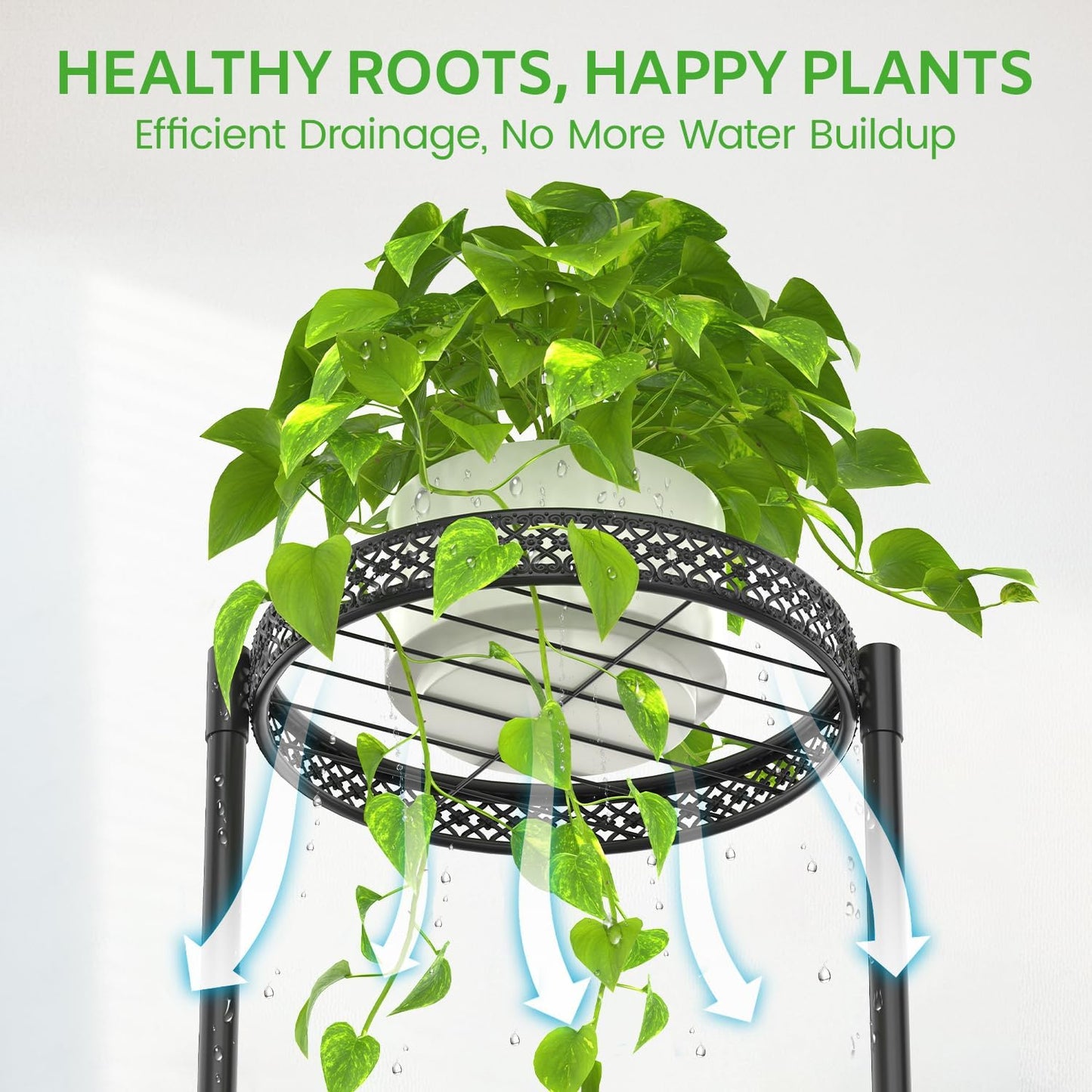 Oppro 3 Tier Plant Stand Indoor Outdoor, 10in Wide Metal Flower Shelf | Large Round Pot Holder for Multiple Plants