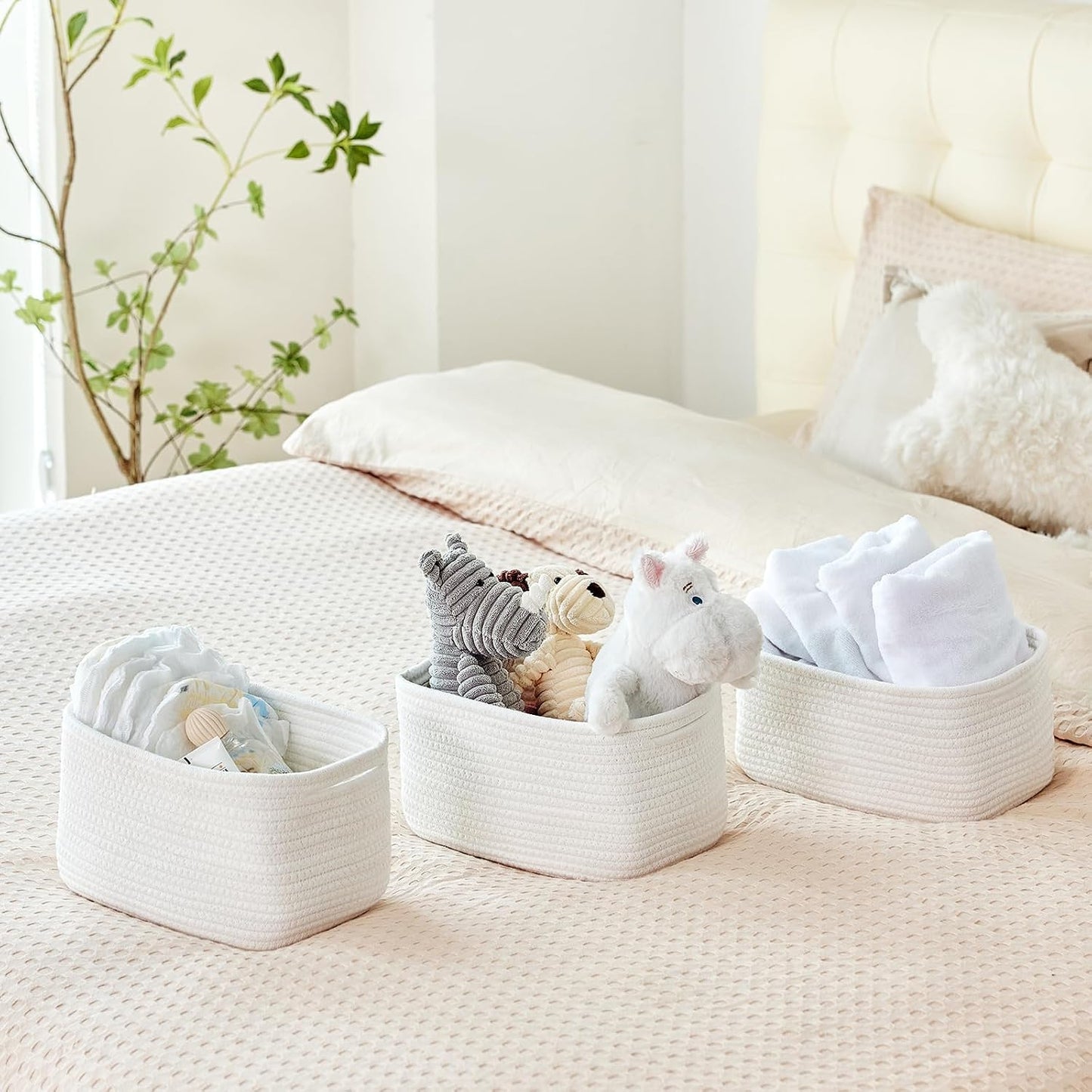 Bathroom Storage Basket / White / 10.6 x 6.7 x 6.7