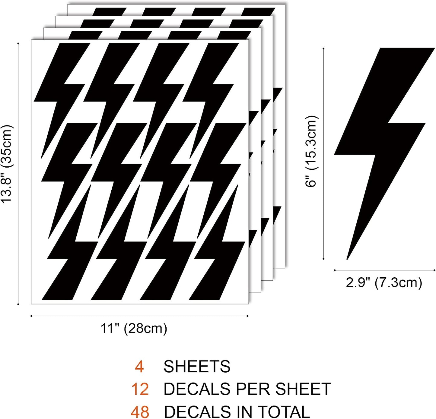 Peel and Stick Modern Thunder Stickers for Teens Boys Girls Students / Black