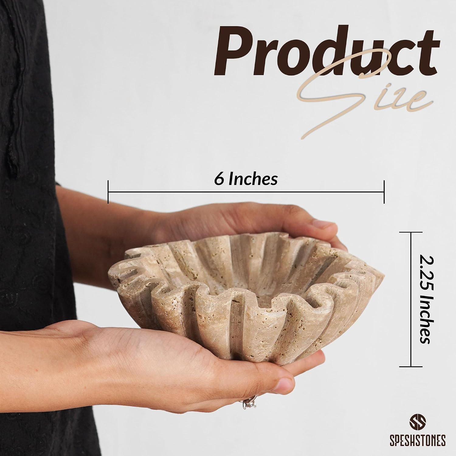 Marble Scalloped Bowl Handmade Ruffle Bowl / Travertine / 6 Inches