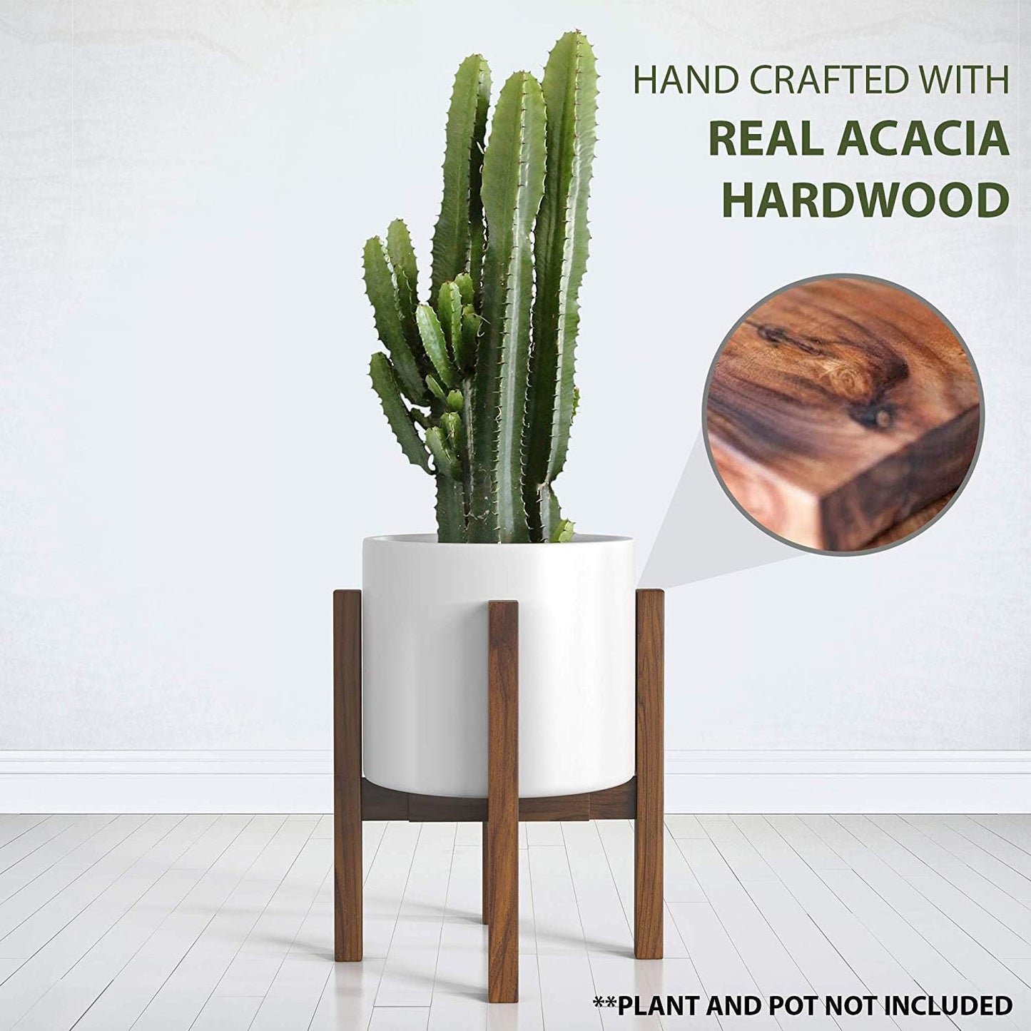 Sophia Mills Mid Century Plant Stand - Solid Wood Item Stand Handmade with Acacia - Fits Medium & Large Pots Sizes 8 to