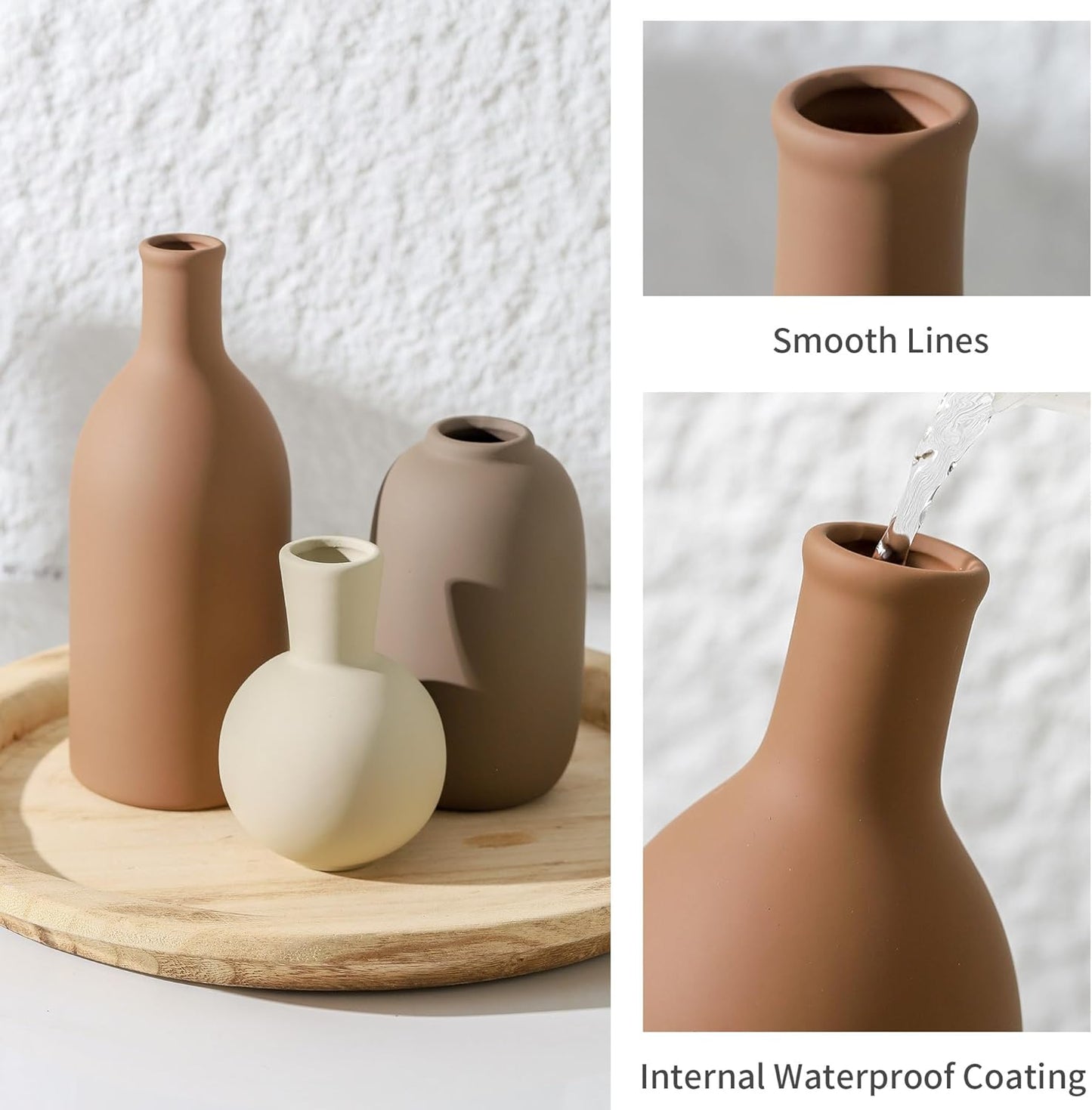 Ceramic Vases / 006-brown / Set of 3